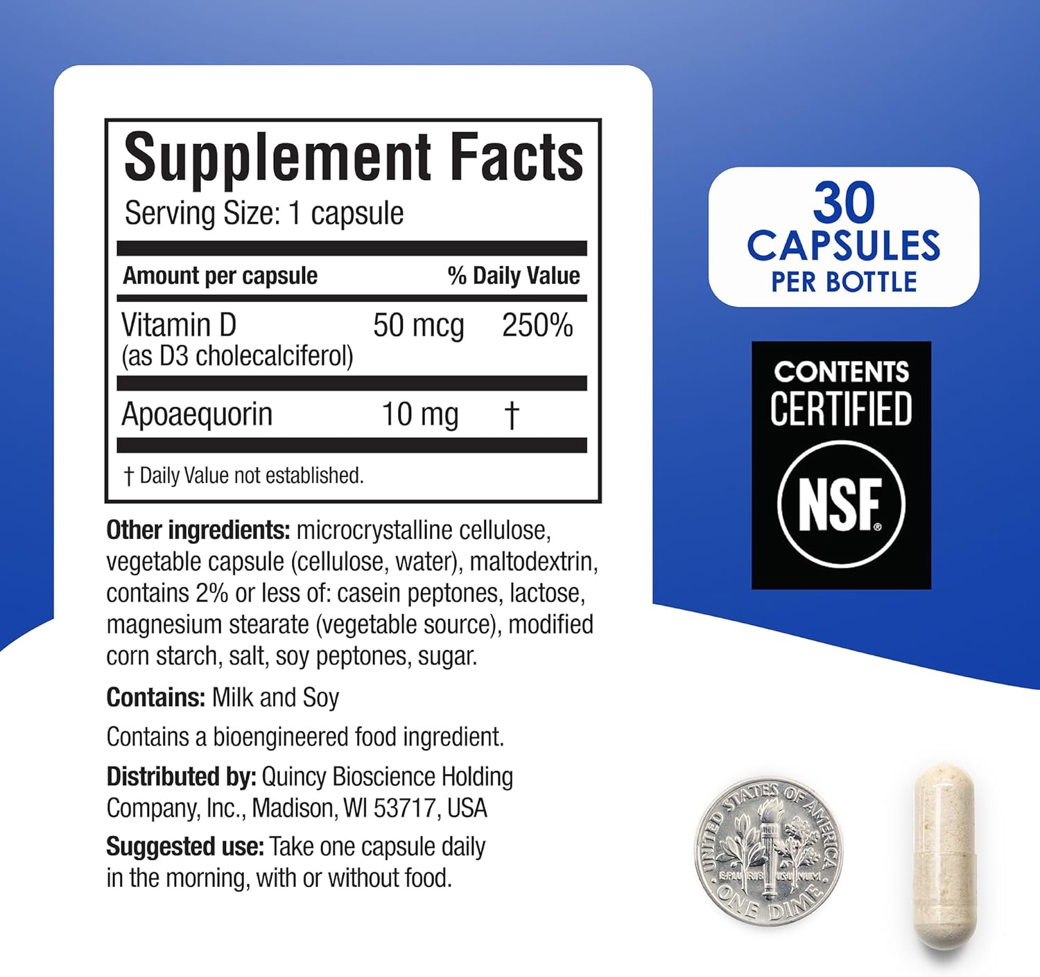 Prevagen Regular Strength – 30 Capsules (1 Month Supply) with 10 mg Apoaequorin & Vitamin D3