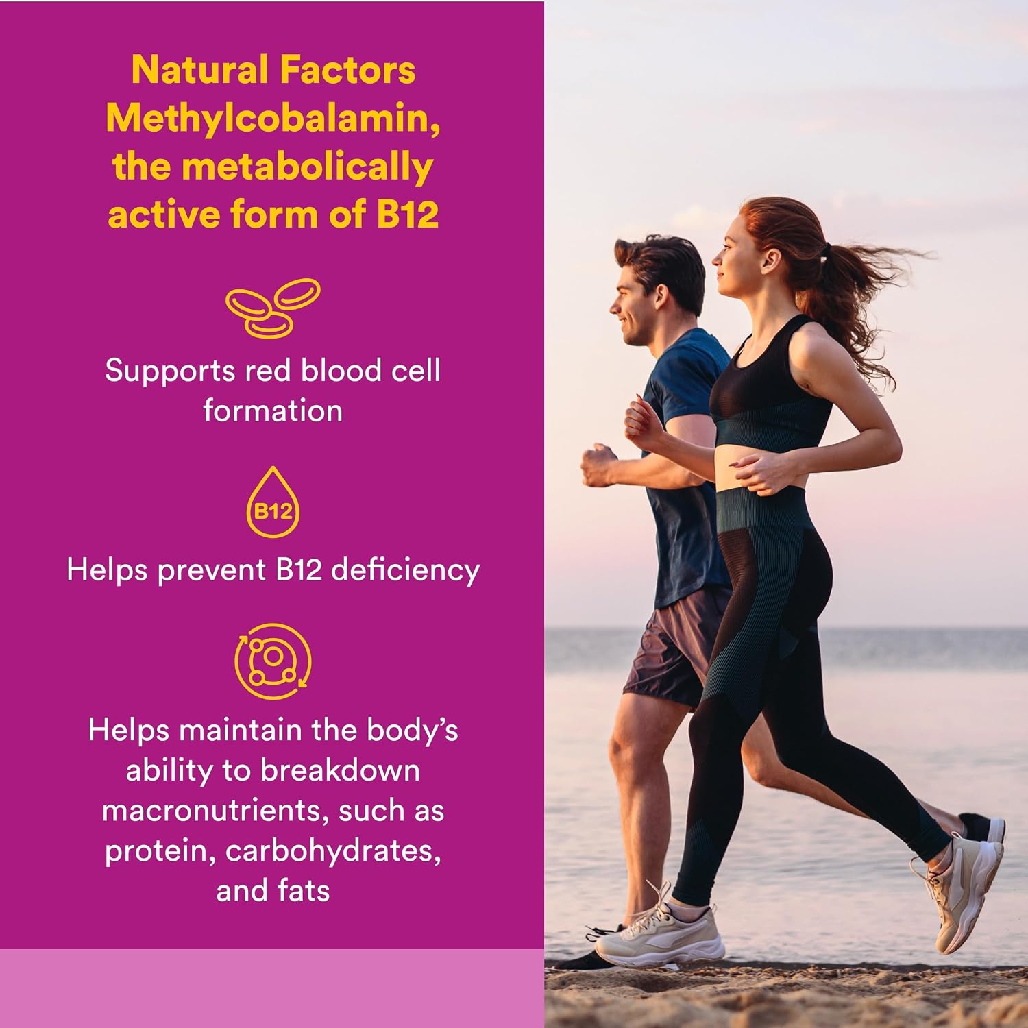 Natural Factors Vitamin B12 Methylcobalamin 1000 mcg Chewable Tablets – Support for Energy Metabolism, Immune Function, and Brain Health – 90 Count