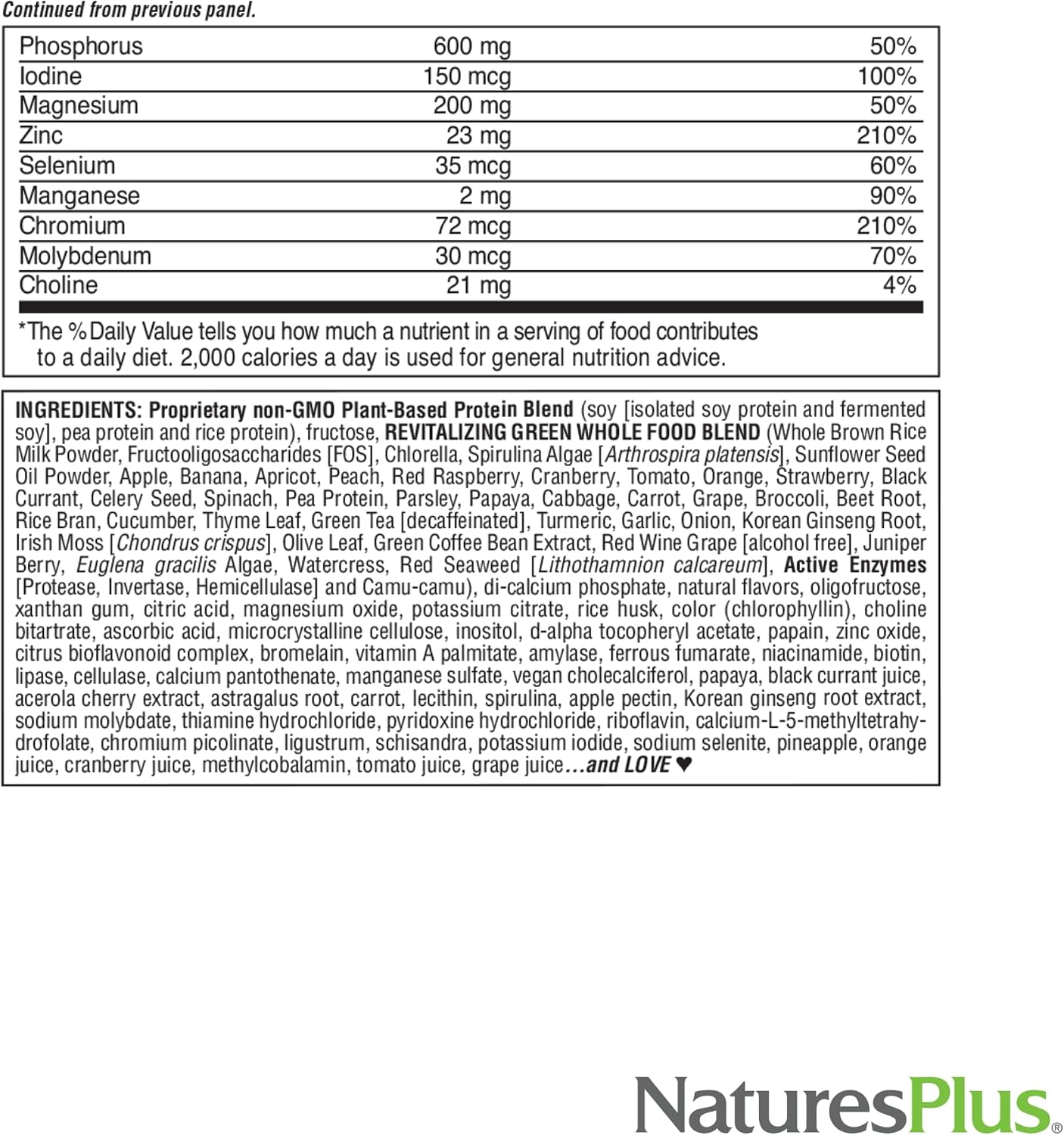 NaturesPlus FRUITEIN Revitalizing Green Foods Shake – Plant-Based Protein & Superfood Mix, 590 g (16 Servings)