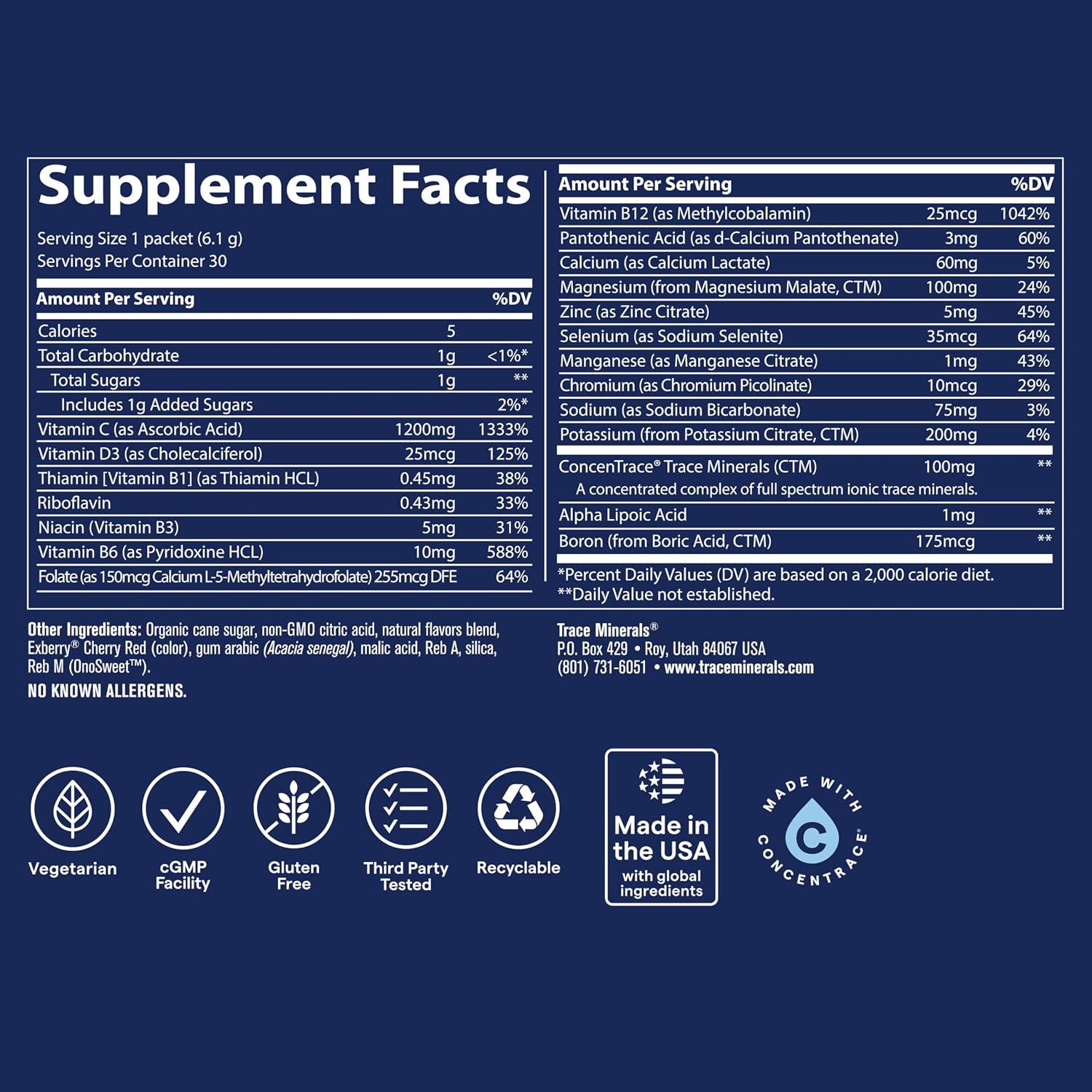 Trace Minerals Power Pak Multivitamin Packets - Cherry Lime, 30 Count