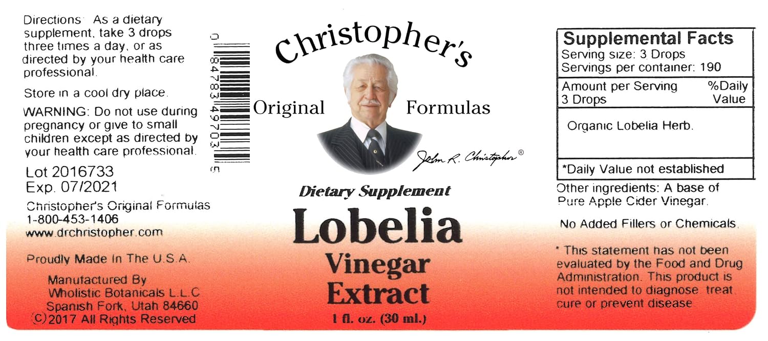 Lobelia Extract - Vinegar Based - Dr. Christopher's Original Formulas (30 mL)