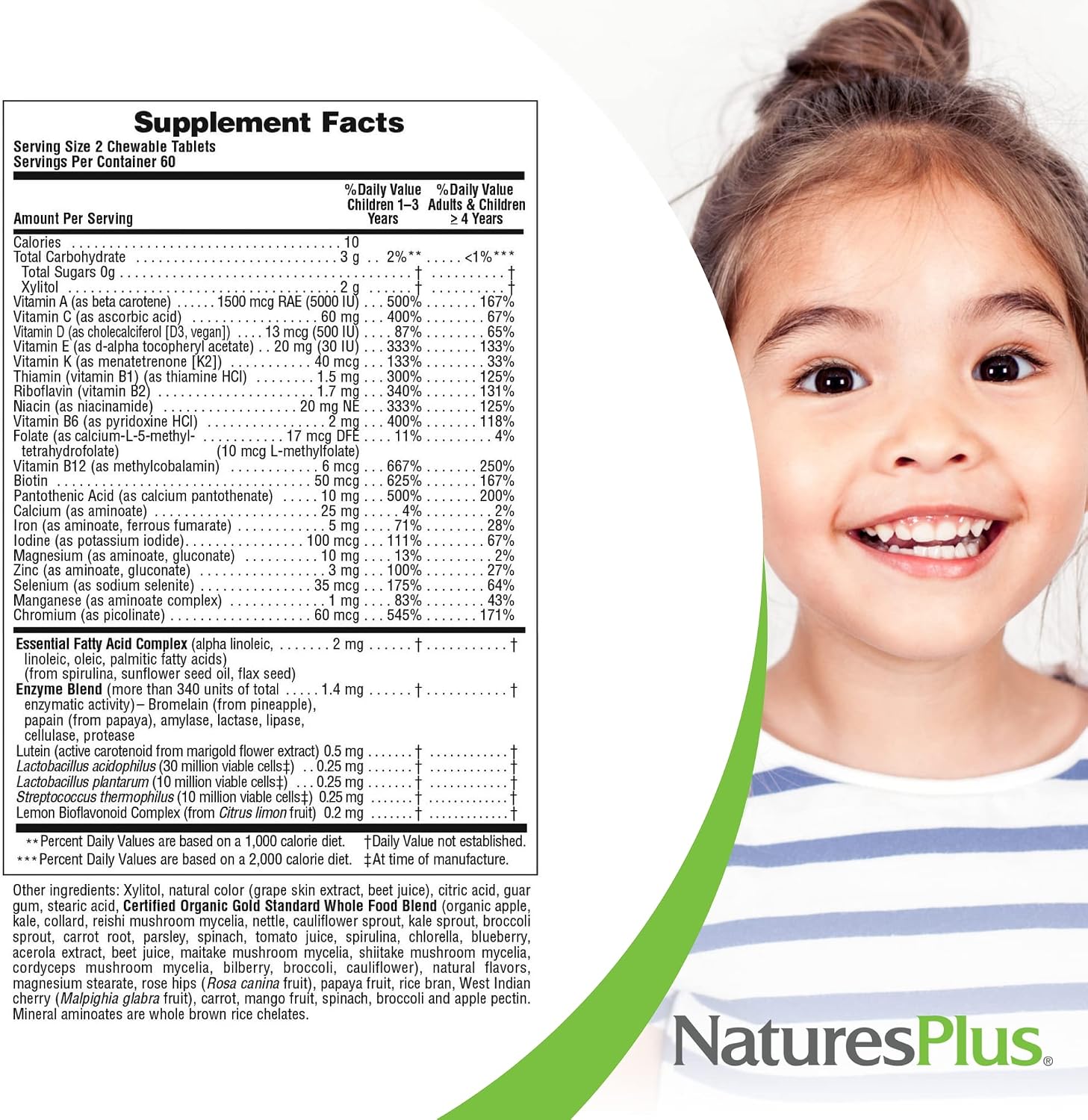 NaturesPlus Animal Parade Gold Children's Multivitamin, Grape Flavour - 120 Chewable Animal Shaped Tablets (60 Servings)