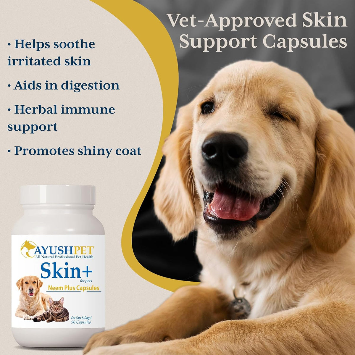 Ayush Pet Neem Plus – Neem Supplement for Dogs & Cats, 90 Capsules - görsel 2