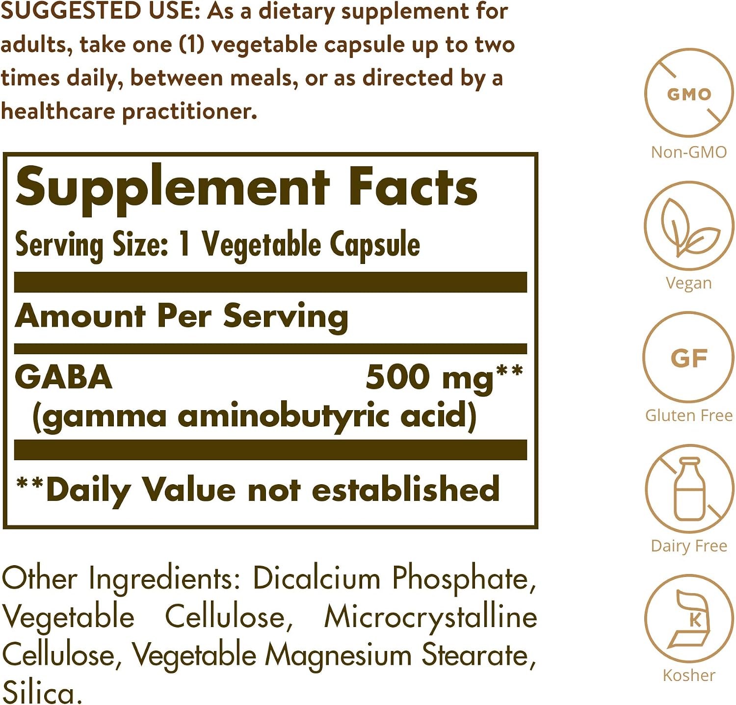 Solgar GABA 500 mg, 100 Vegetable Capsules – Nervous System Health & Relaxation