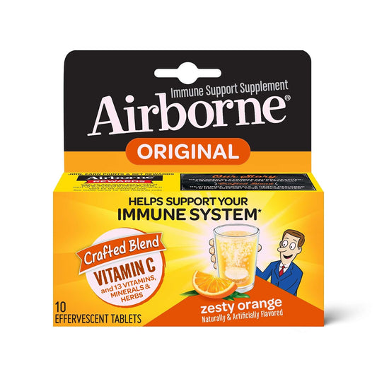 Airborne Zesty Orange Effervescent Tablets - Vitamin C 1000mg Immune Support (Pack of 3)
