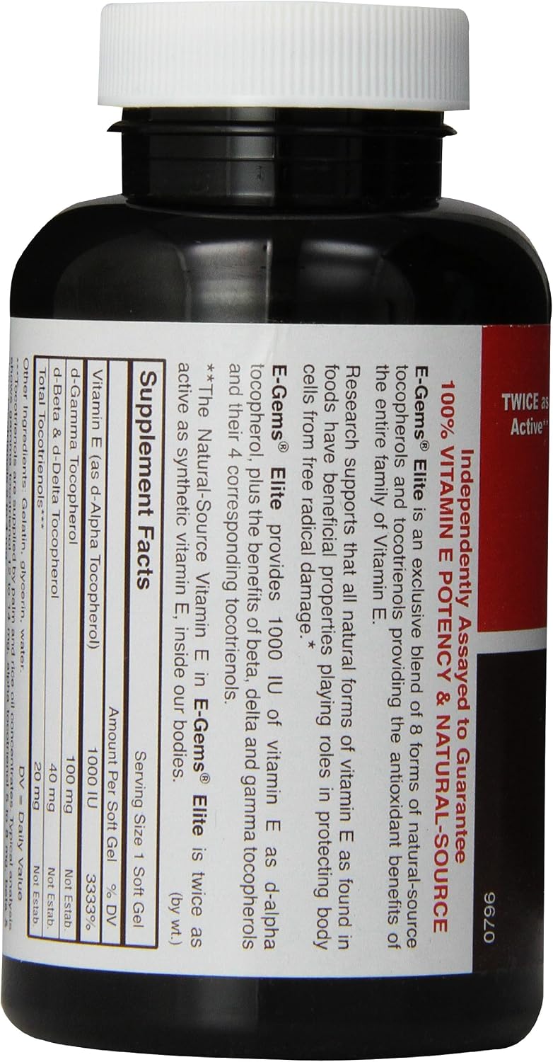 Carlson Labs E-Gems Natural Vitamin E Elite, 1000 IU, 60 Softgels - Canada