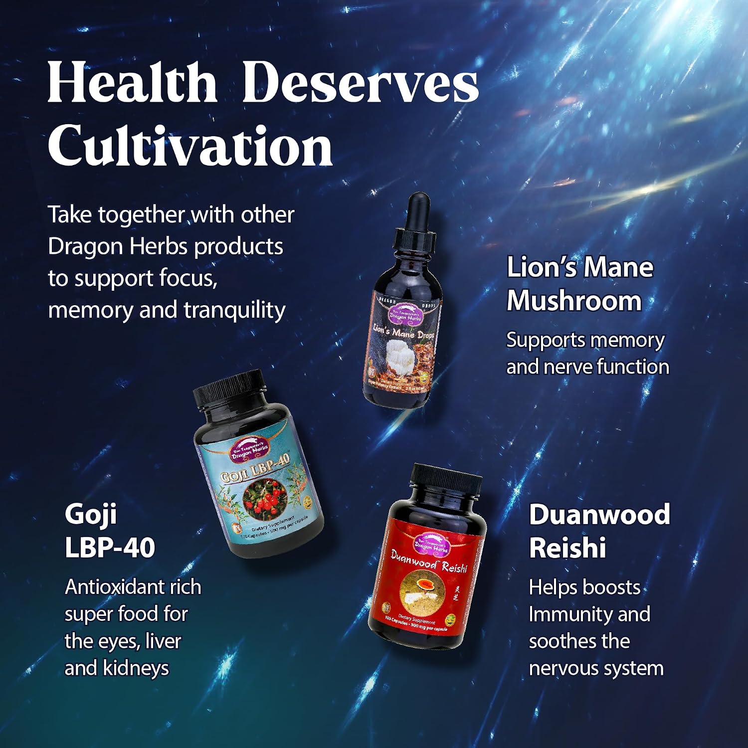 Dragon Herbs Diamond Mind – Plant-Based Brain & Memory Support with Ginkgo, Schizandra & Eleuthero (100 Capsules)