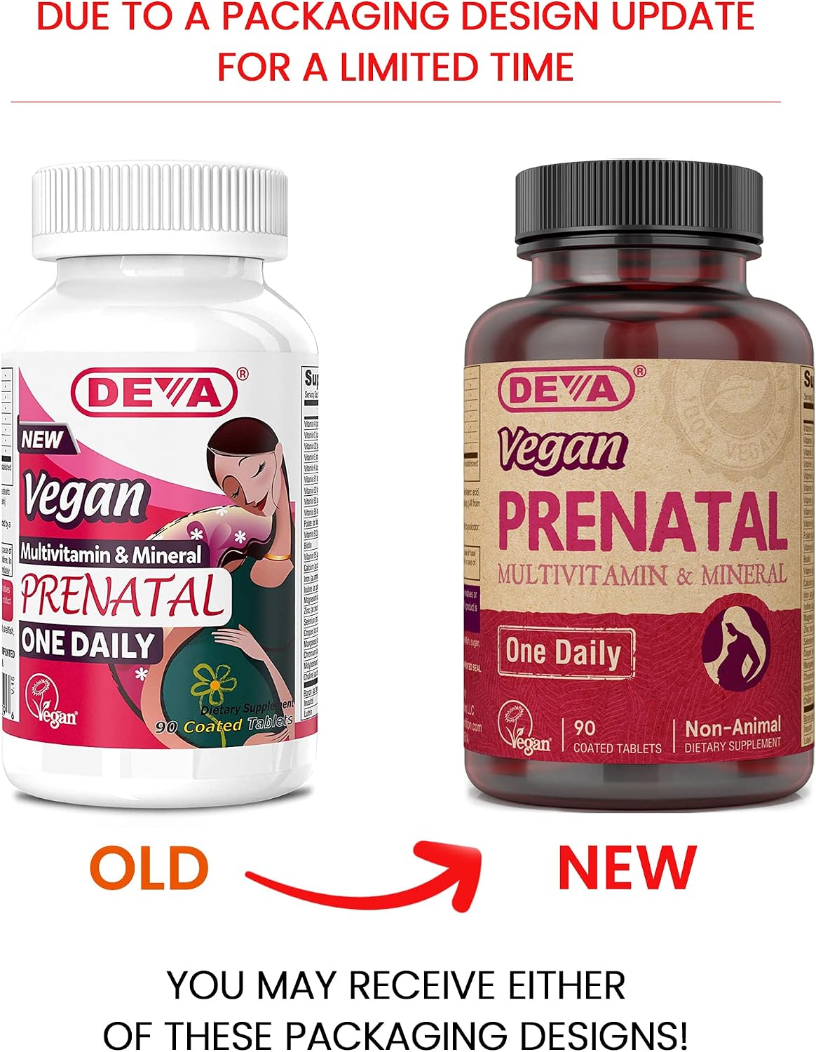 DEVA Vegan Prenatal Multivitamin and Mineral Supplement - Once-Per-Day Formula - 90 Coated Tablets