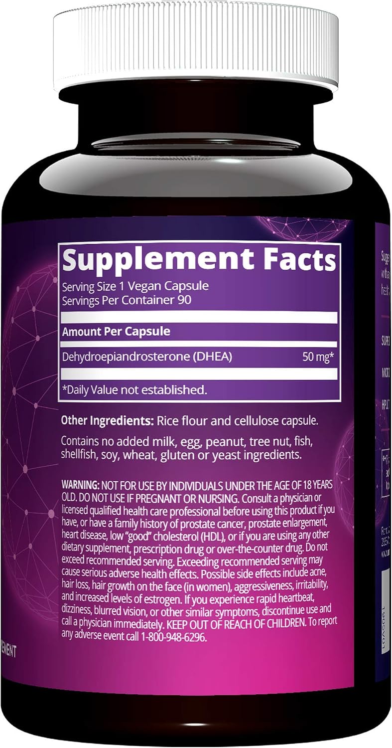 MRM Nutrition DHEA 50 mg - Micronized DHEA Supplement for Healthy Aging - 90 Capsules