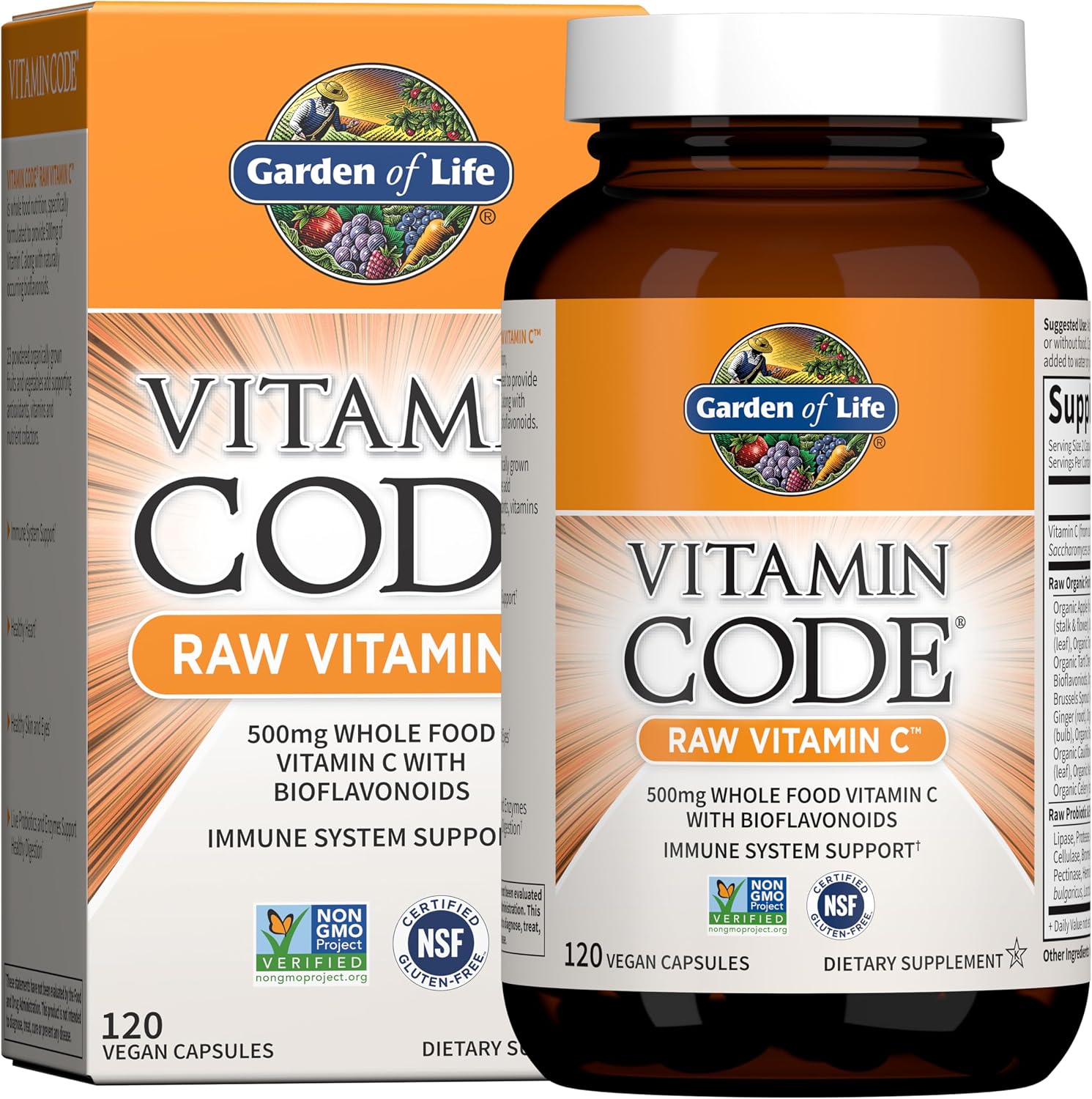 Garden of Life Vitamin Code Raw Vitamin C - 500 mg, 60 Capsules