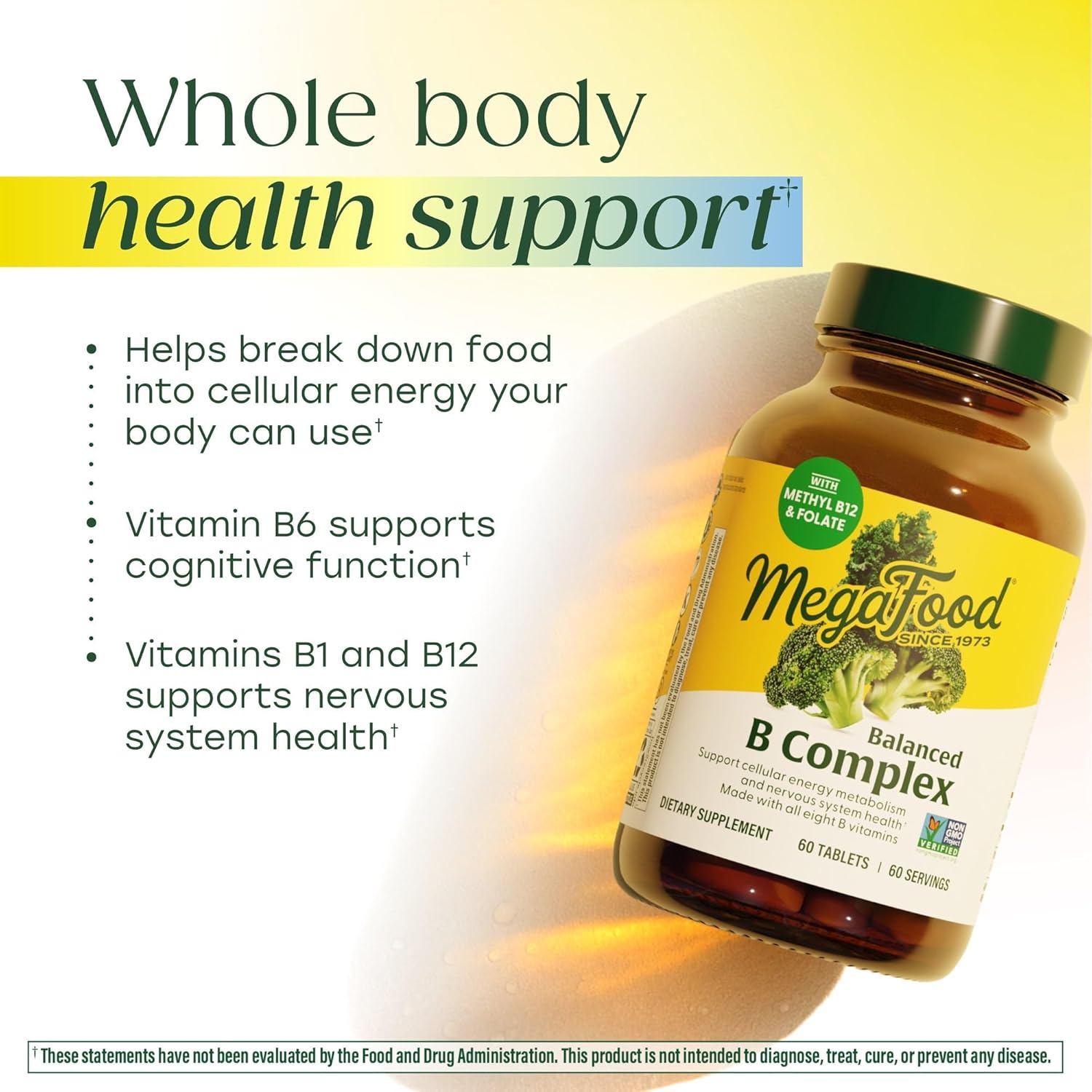 MegaFood Balanced B Complex – Methylated B Vitamins for Energy and Nervous System Support (90 Tablets)