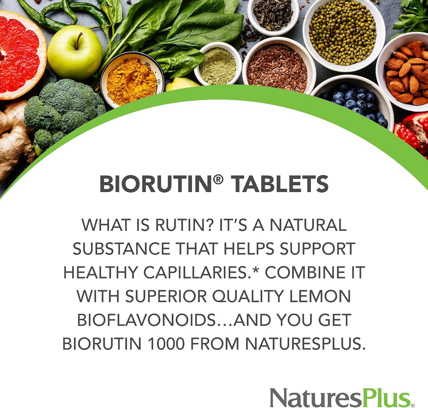 NaturesPlus Biorutin 1000 mg - Bioflavonoid & Rutin Complex - 60 Tablets