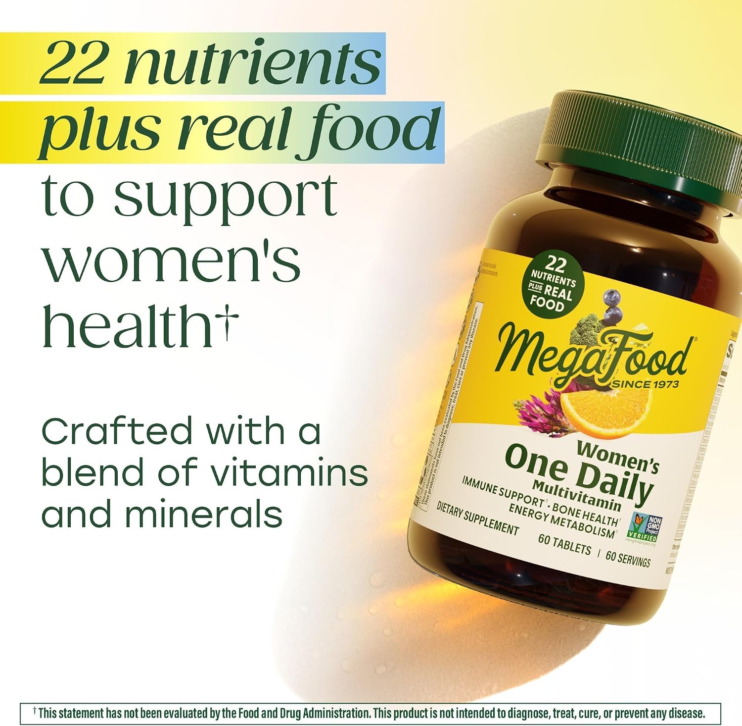 MegaFood Women's Multivitamin One Daily - with Iron, Vitamin C, D3 & B Vitamins - 60 Tablets