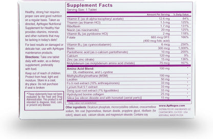 Aphogee Nutritional Supplement for Healthy Hair – Biotin, Vitamins & Minerals with MSM, Collagen & Amino Acids – 30 Tablets