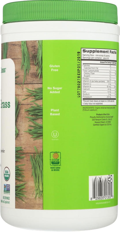 Amazing Grass Organic Wheat Grass Powder - 100% Whole-Leaf, 482 g (60 Servings)