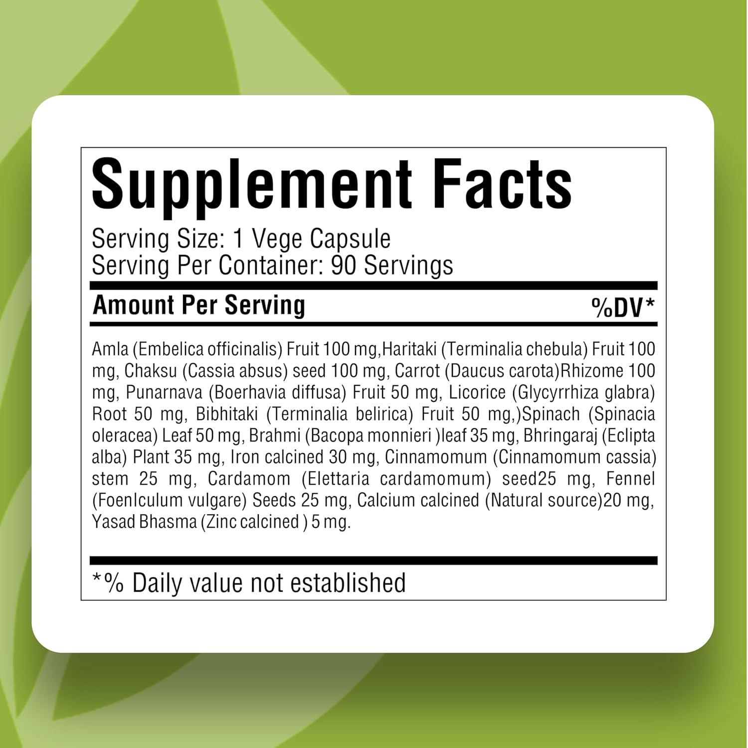 Optica – Eye Care for Vision & Retinal Health with Zinc, Iron, Calcium, Bacopa, and Ayurvedic Herbs (90 Vegetarian Capsules, 800mg)
