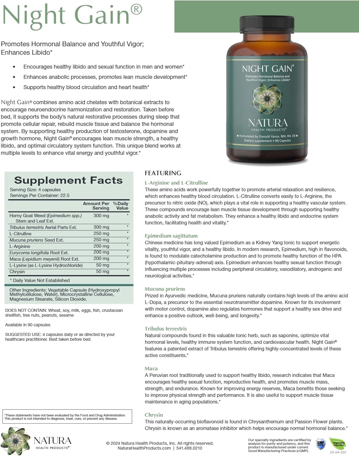 Night Gain® – Advanced Vitality and Circulation Support – 90 Capsules