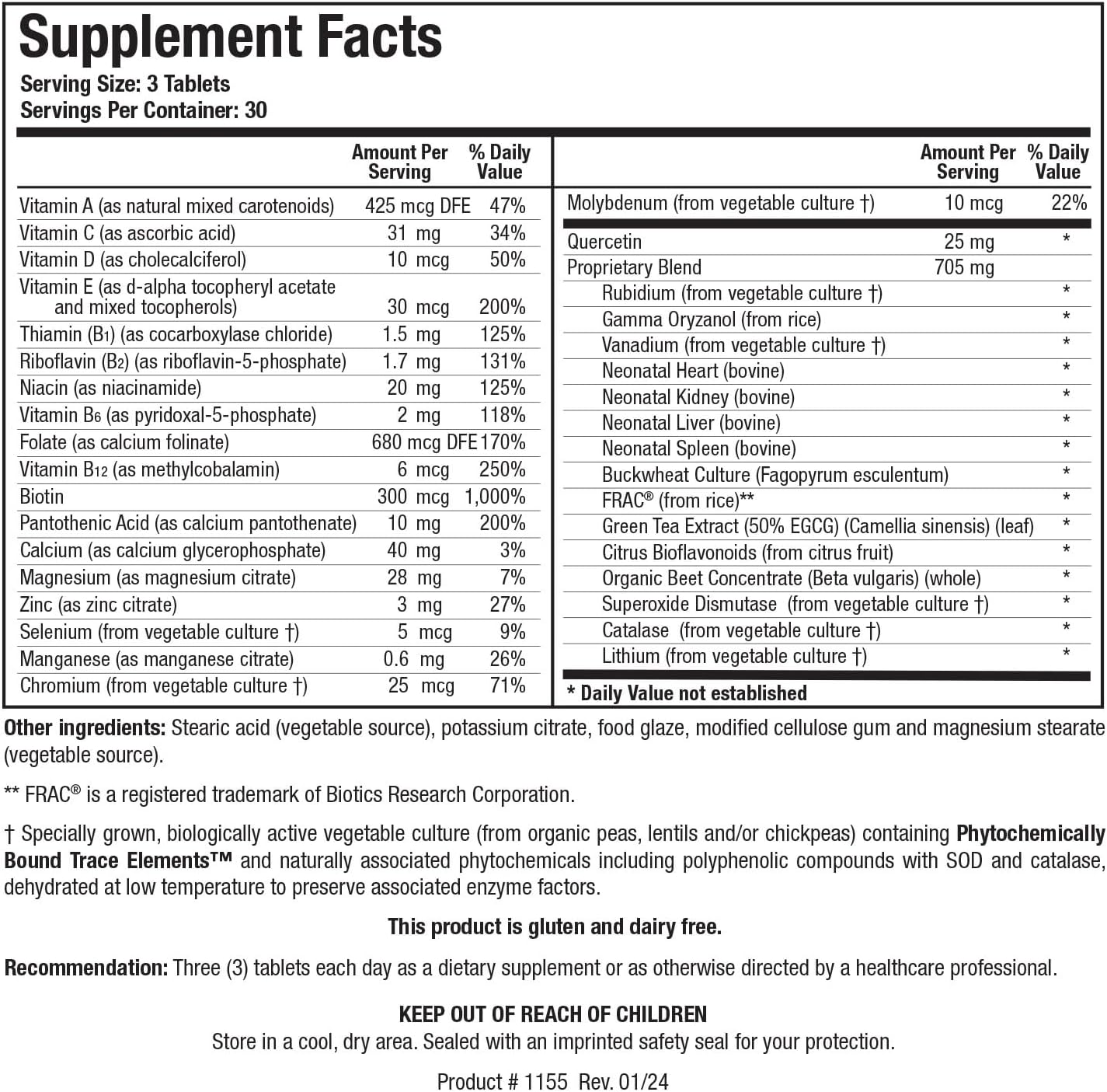 Bio Trophic Plus - Food Form Comprehensive Multivitamin & Mineral Supplement with SOD, Catalase, Organic Beet Concentrate - 90 Tablets - görsel 2