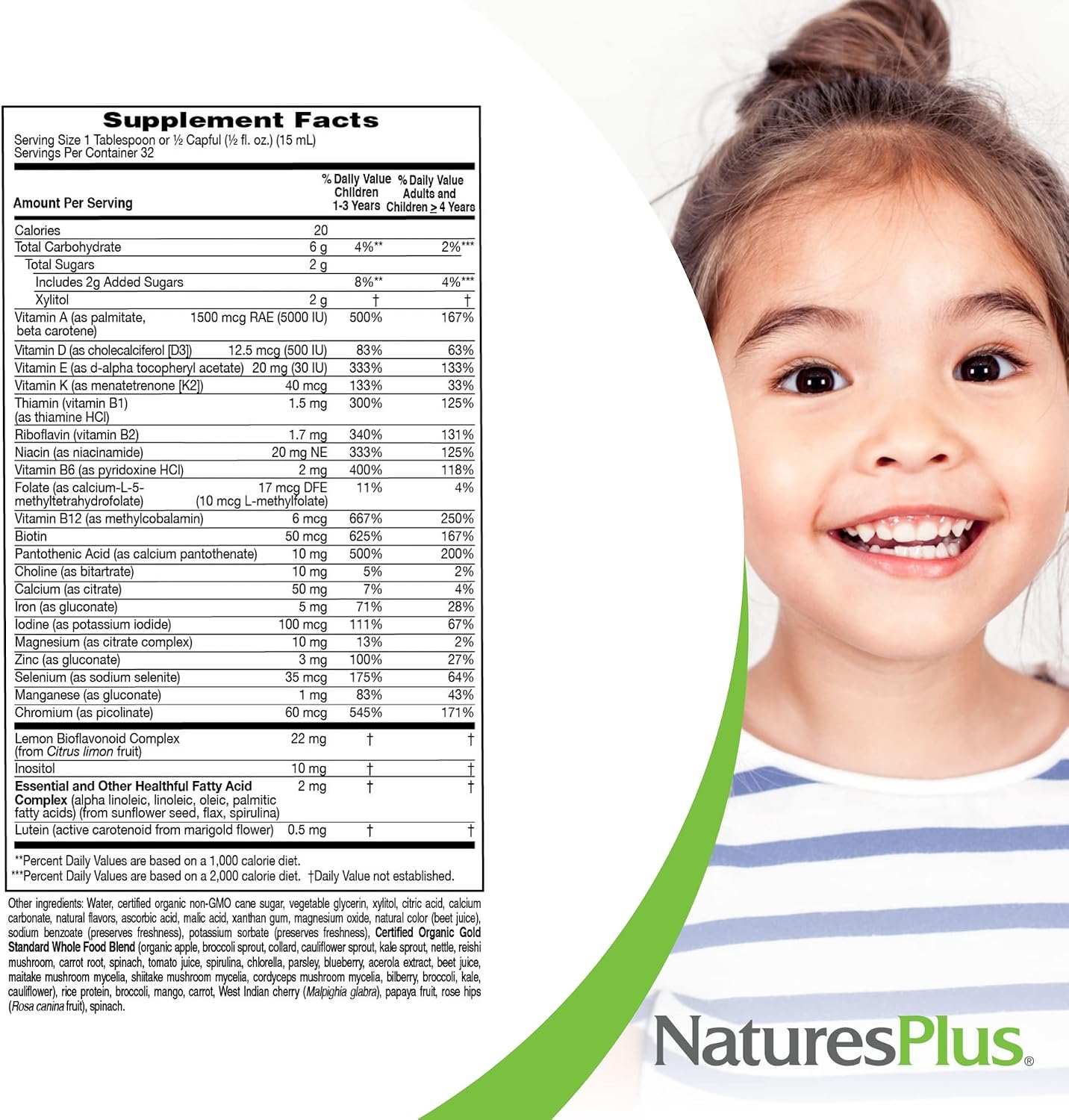 NaturesPlus Animal Parade Gold Children's Liquid Multivitamin – Natural Tropical Berry Flavour – 473 mL