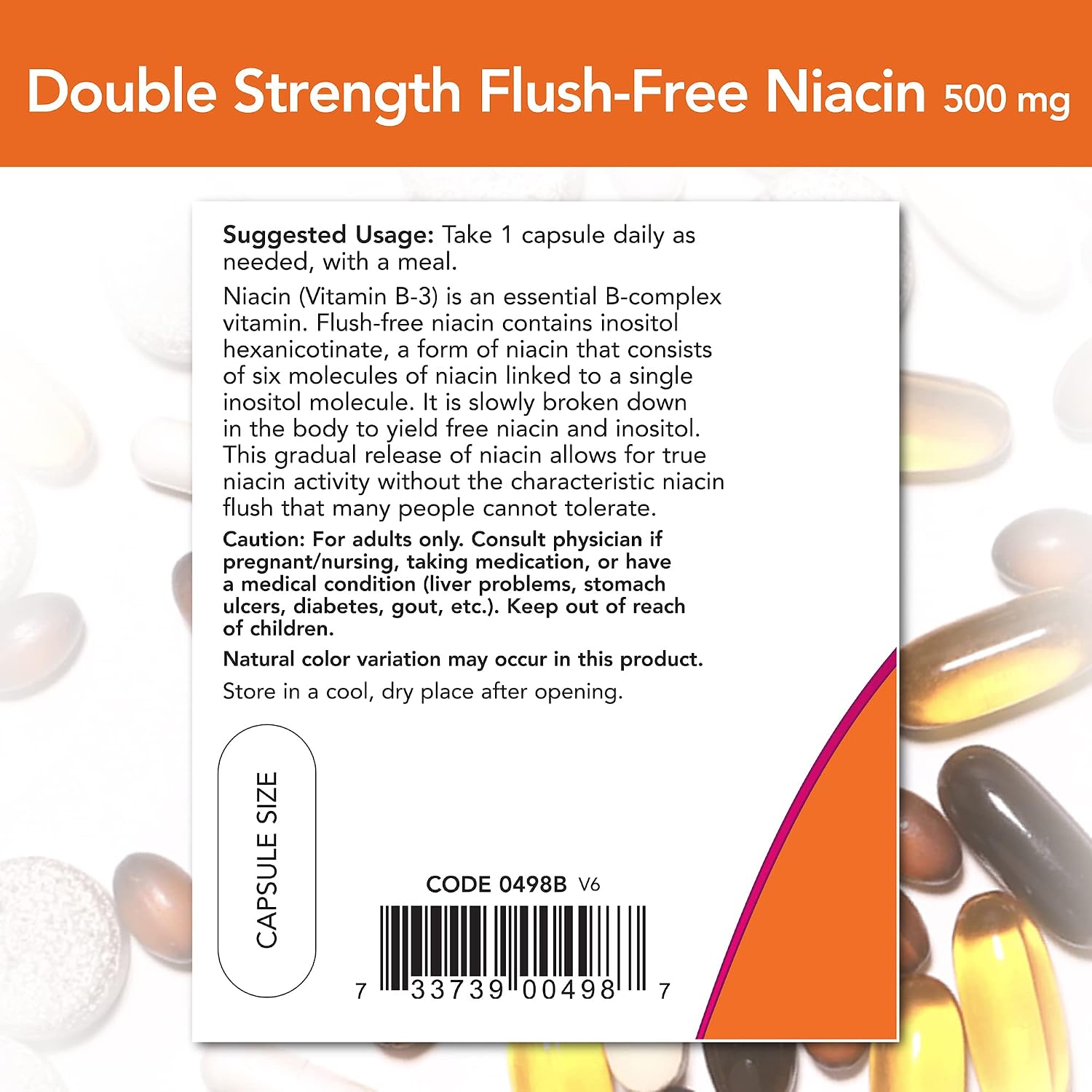 NOW Foods Flush Free Niacin Double Strength 640 mg, 90 Vcaps (Pack of 2)