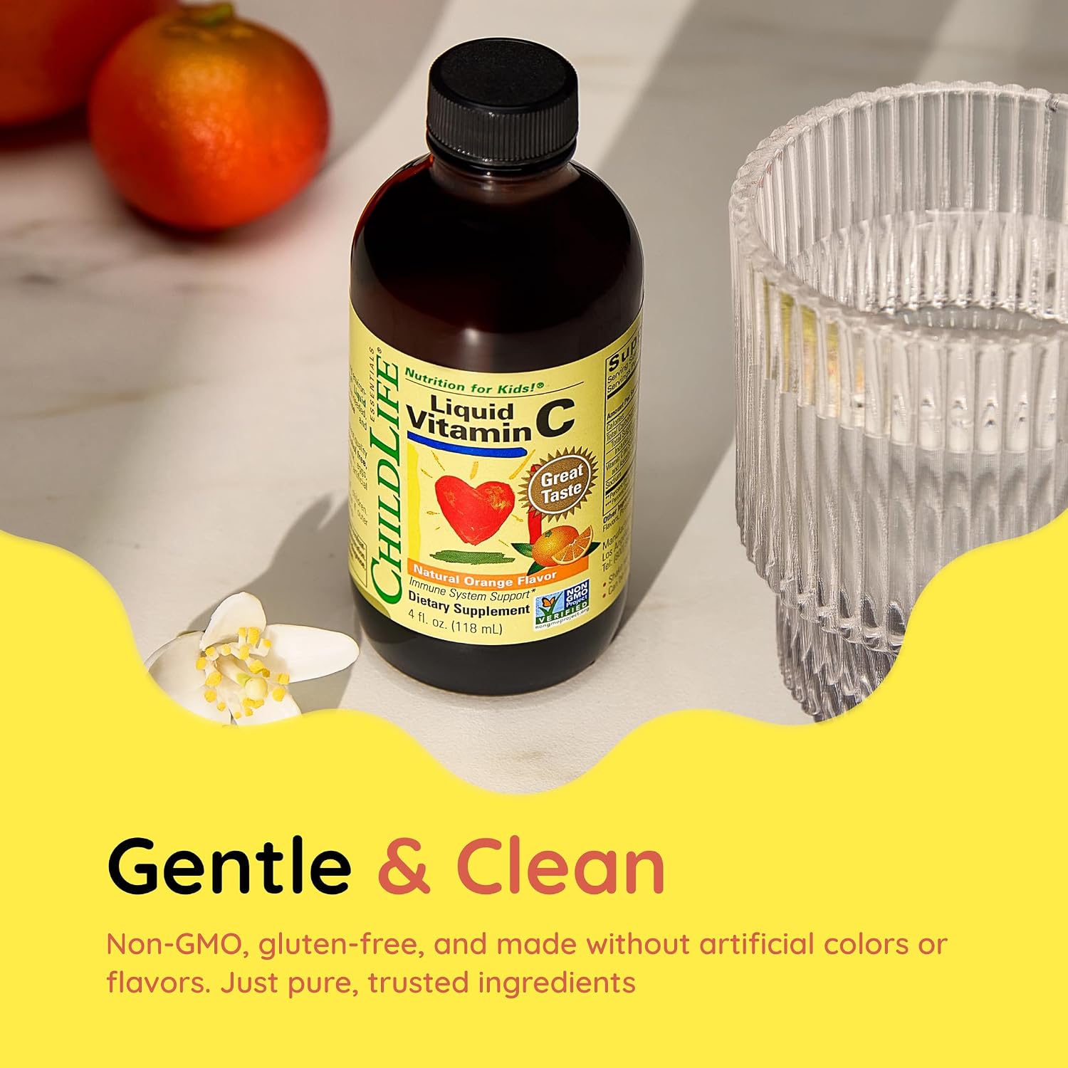 ChildLife Essentials Liquid Vitamin C – Pure Vitamin C Liquid Supplement for Kids, Immune Support, Natural Orange Flavour, 118 mL