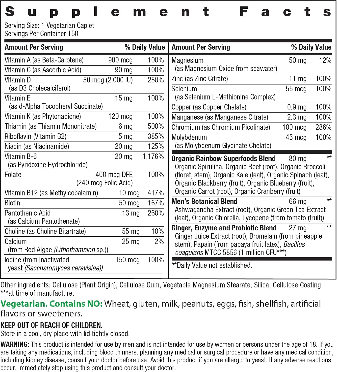 Rainbow Light Men's Multivitamin One+ | 150 Caplets
