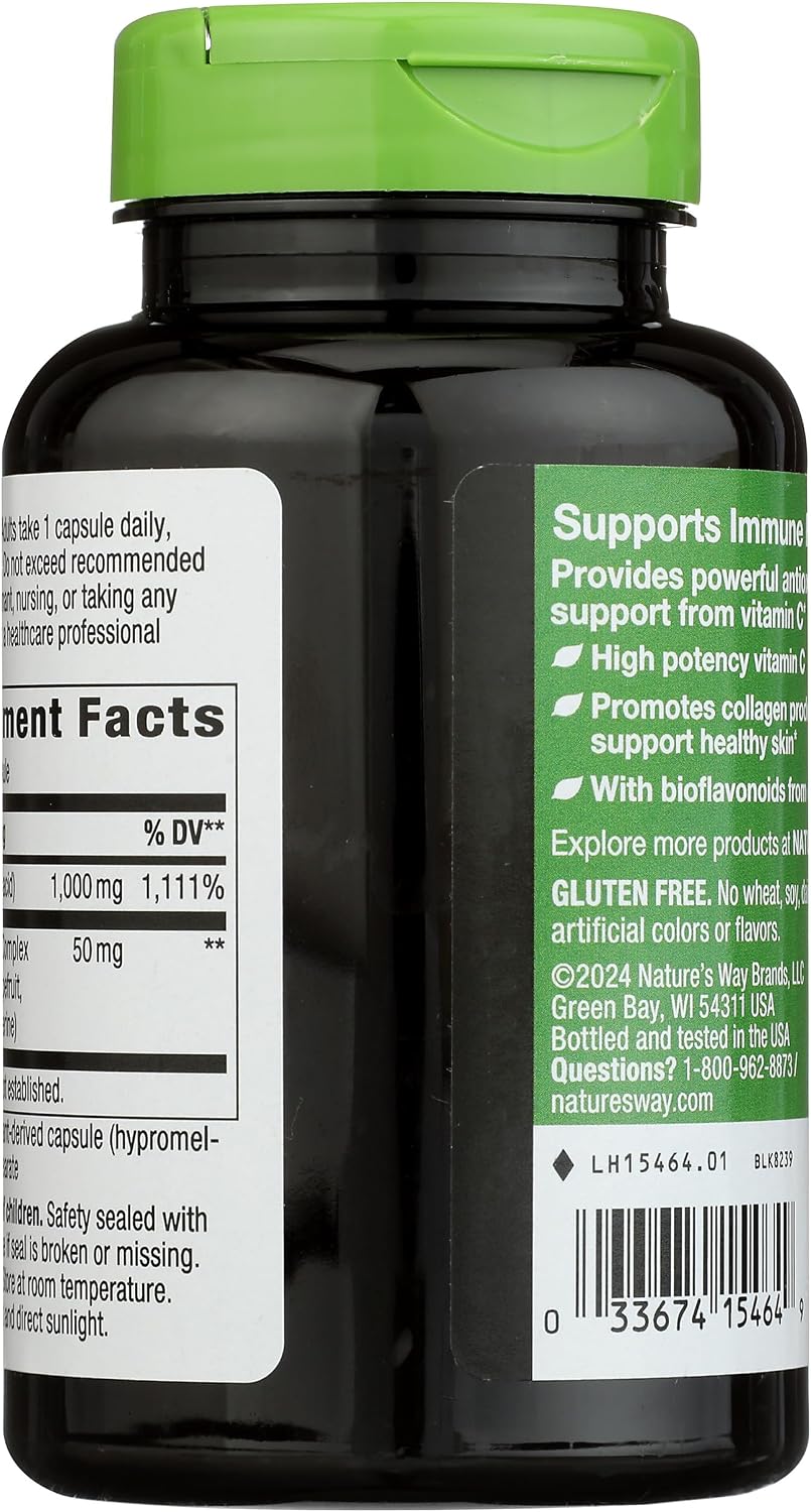 Nature's Way Extra Strength Vitamin C with Bioflavonoids, 1,000 mg, 100 Vegan Capsules