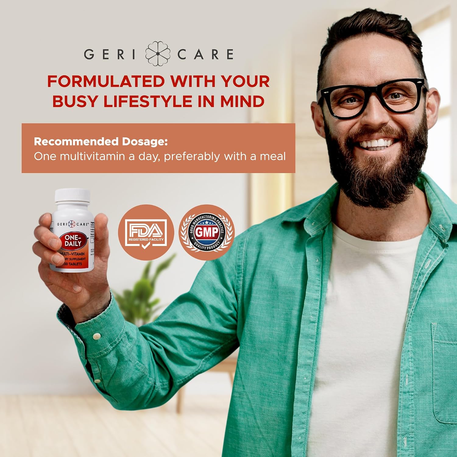 Geri-Care Multivitamin One-Daily Tablets, 100 Count