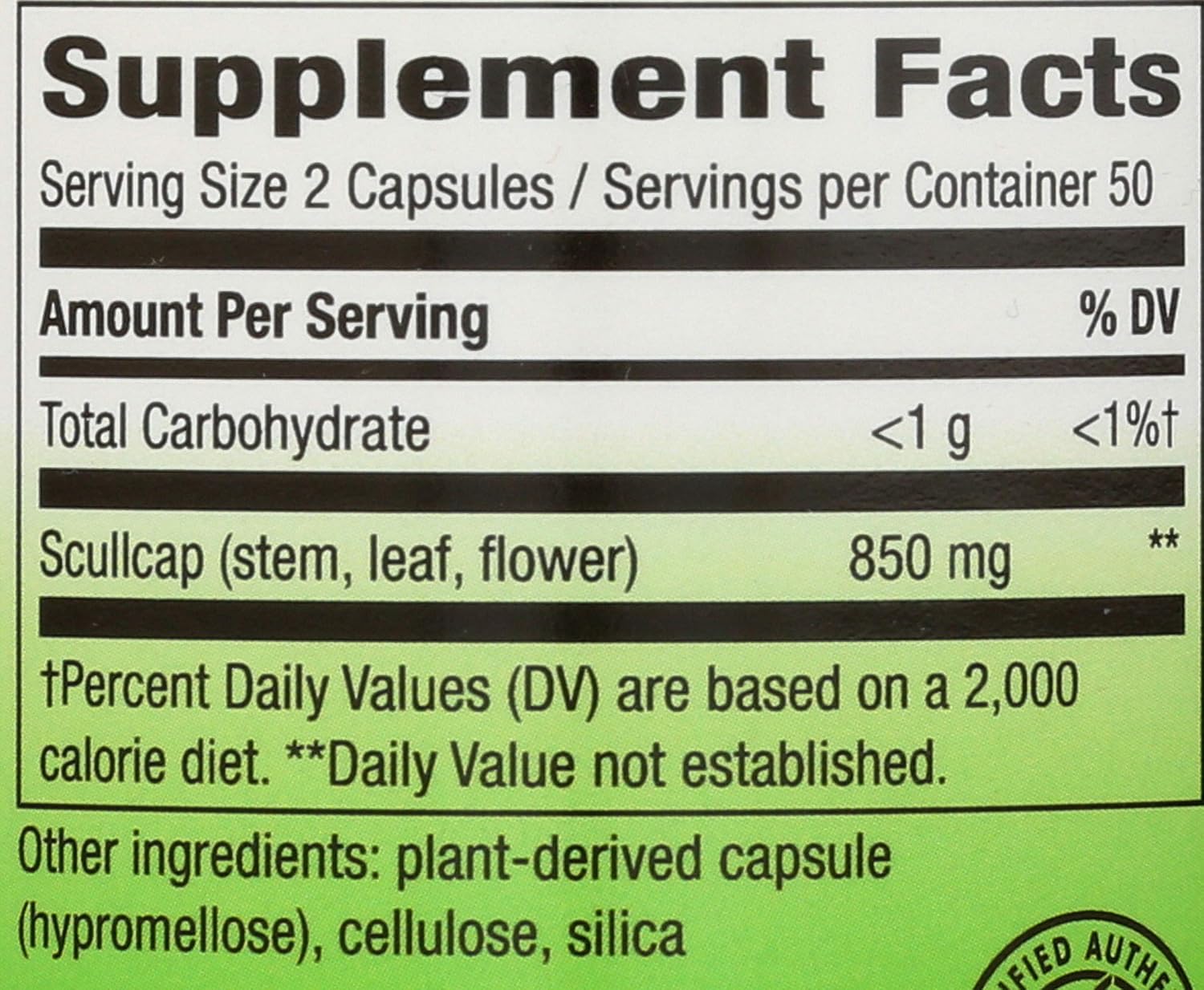 Nature's Way Skullcap Herb - 850 mg per Serving - Traditional Sleep Support - Vegan, Gluten-Free - 100 Capsules