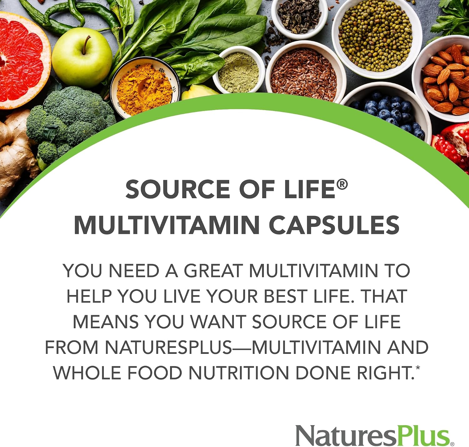 NaturesPlus Source of Life Multivitamin & Mineral Supplement - 180 Capsules