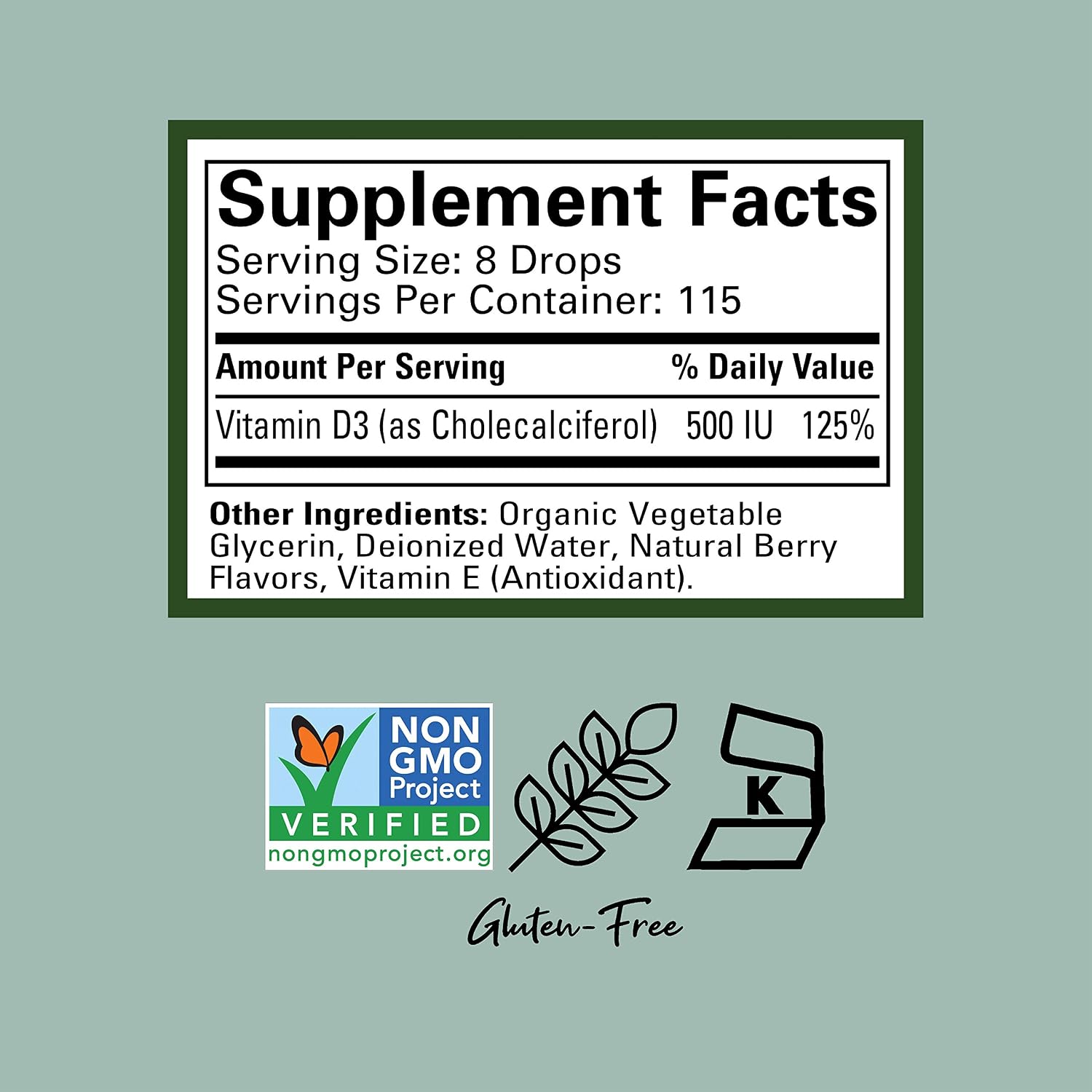 ChildLife Essentials Baby Vitamin D3 Drops - for Infants, Children, & Toddlers, Vitamin D Drops, 500 IU per Serving, Immune & Bone Health Support, Natural Berry Flavour - 1 Fl Oz (Pack of 3)
