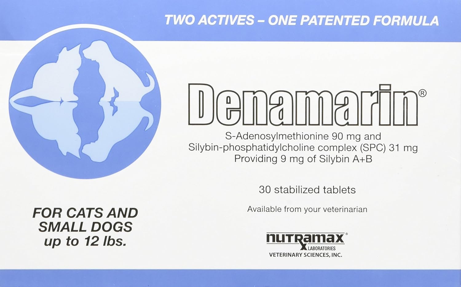 Nutramax Denamarin for Medium Dogs – Liver Health Supplement with SAMe plus Silybin, 30 Coated Tablets