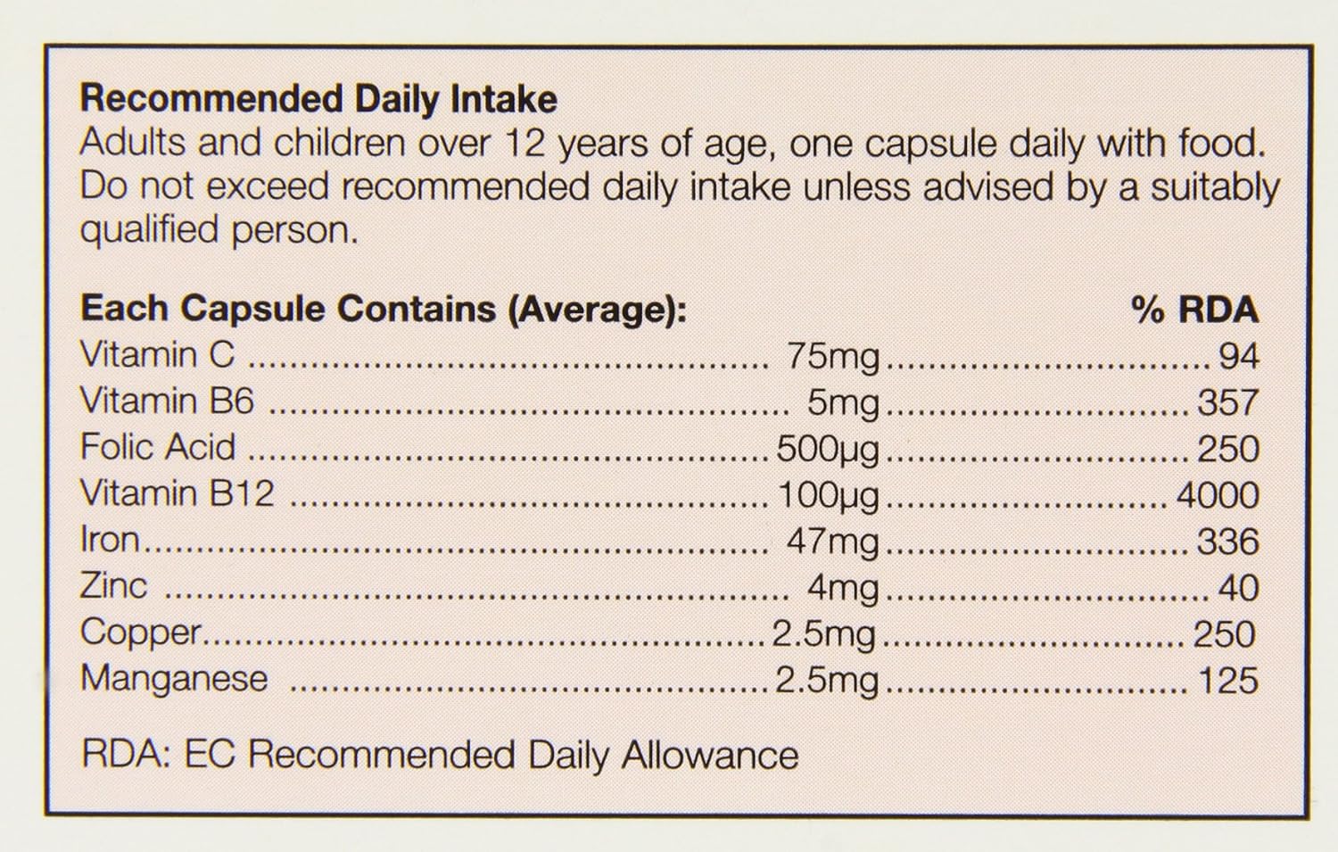HealthAid Plus Iron, Folic Acid & B12 – 30 Capsules