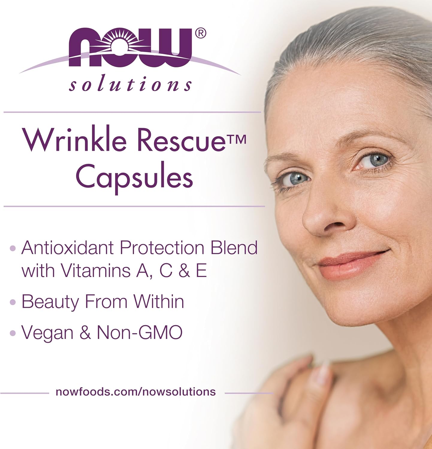 NOW Foods Solutions Wrinkle Rescue Capsules – Targeted Blend with Vitamins A, C and E