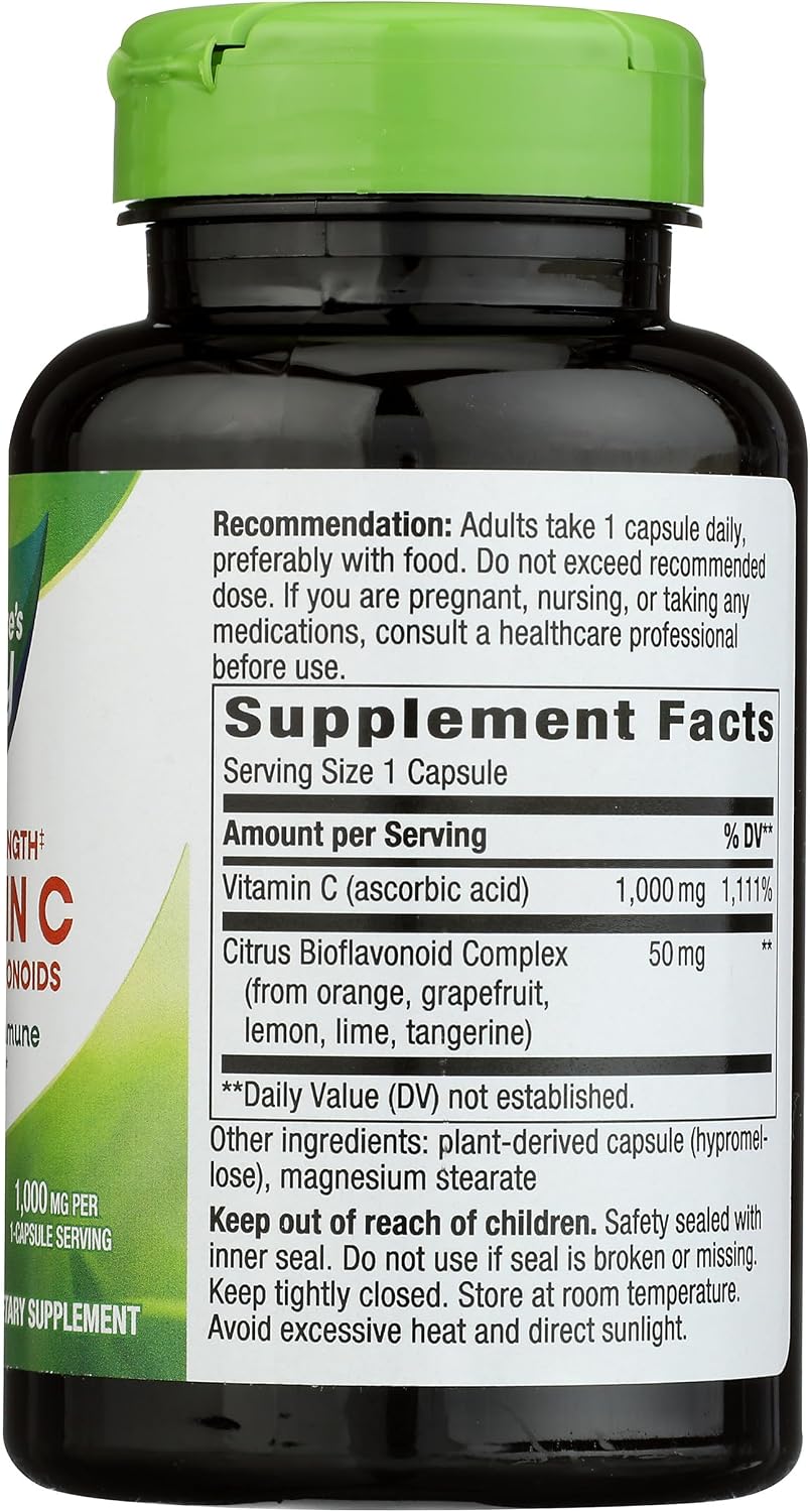 Nature's Way Extra Strength Vitamin C with Bioflavonoids, 1,000 mg, 100 Vegan Capsules