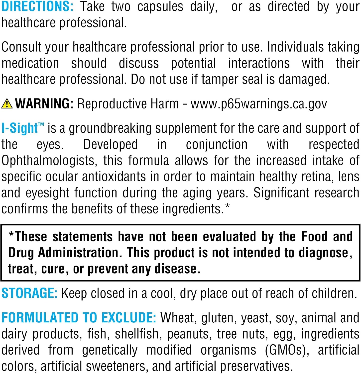 XYMOGEN I-Sight - Eye Health & Vision Support - Antioxidant Nutrient Formula - Supports Macula, Retina & Lens Health - Vegetarian, Gluten-Free & Dairy-Free - 60 Capsules