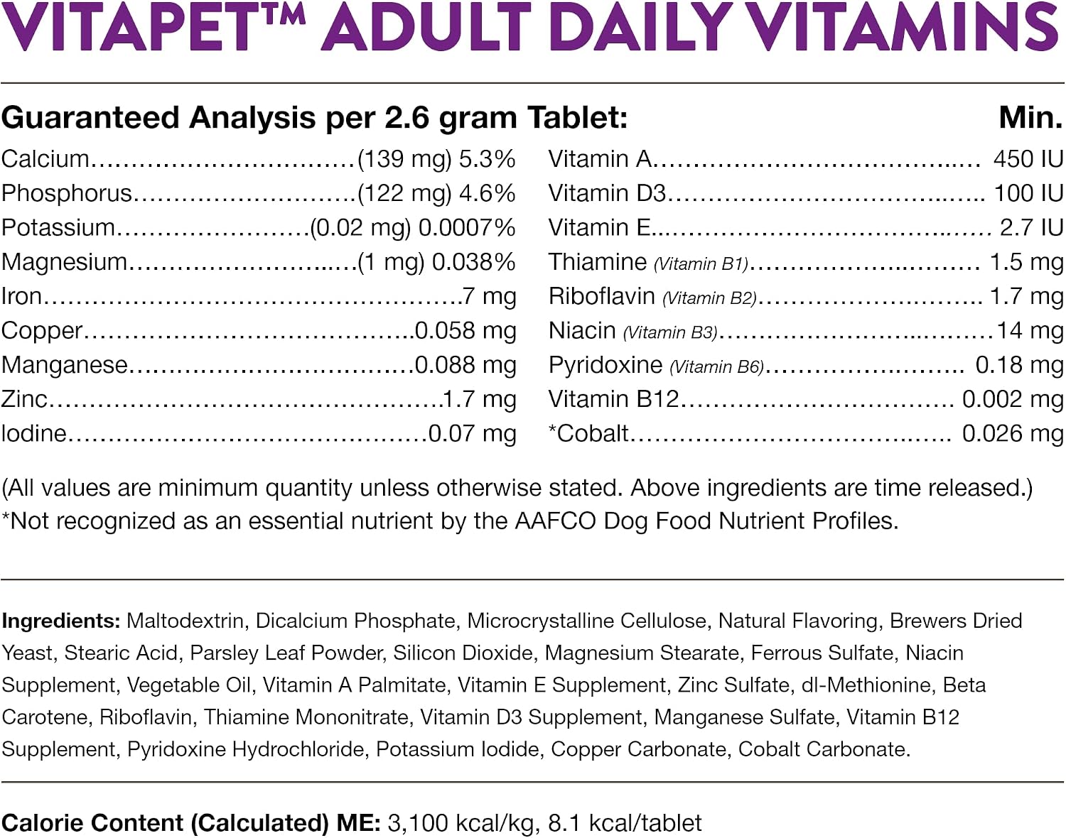 NaturVet VitaPet Adult Daily Vitamins for Dogs with Breath Aid – 180 Ct