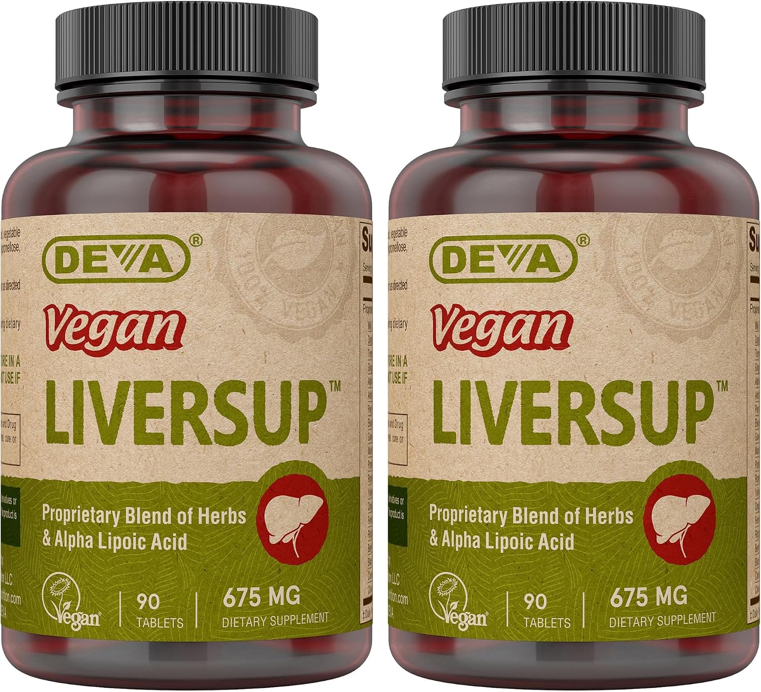 DEVA Vegan Liver Support Tablets 2-Pack - Herbal & Nutraceutical Blend, 90 Tablets Each