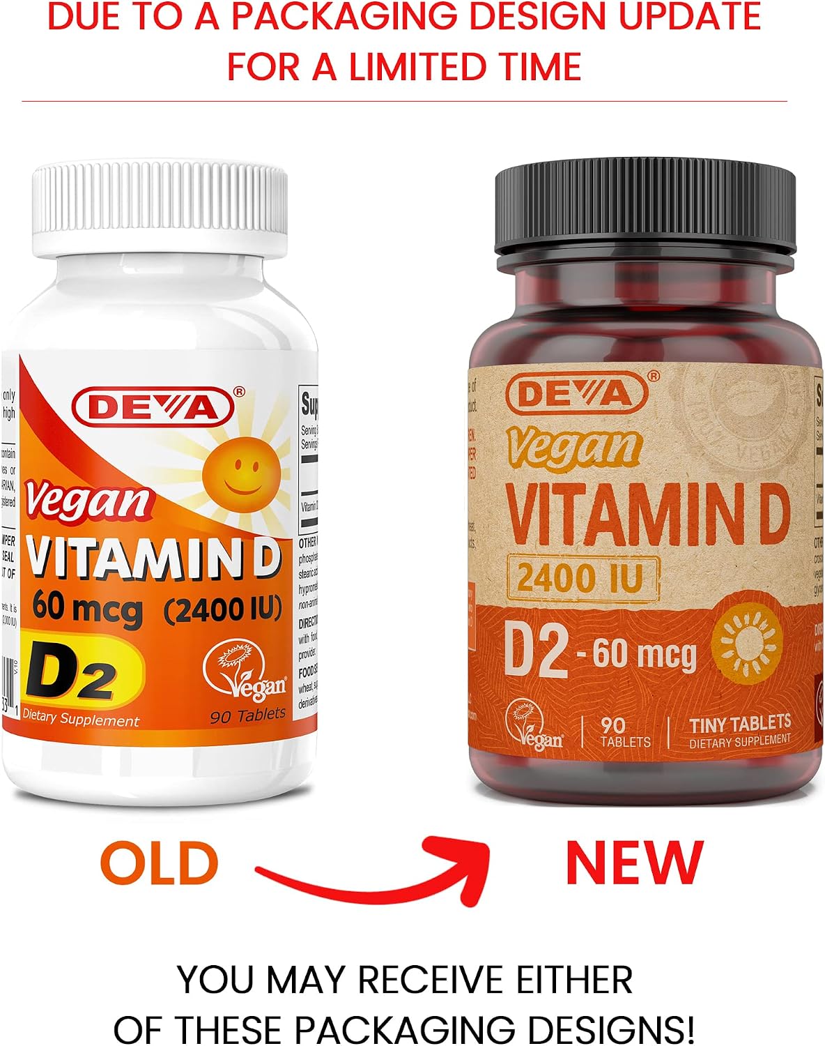 Deva Vegan Vitamin D2 60 mcg (2400 IU) - 90 Tablets