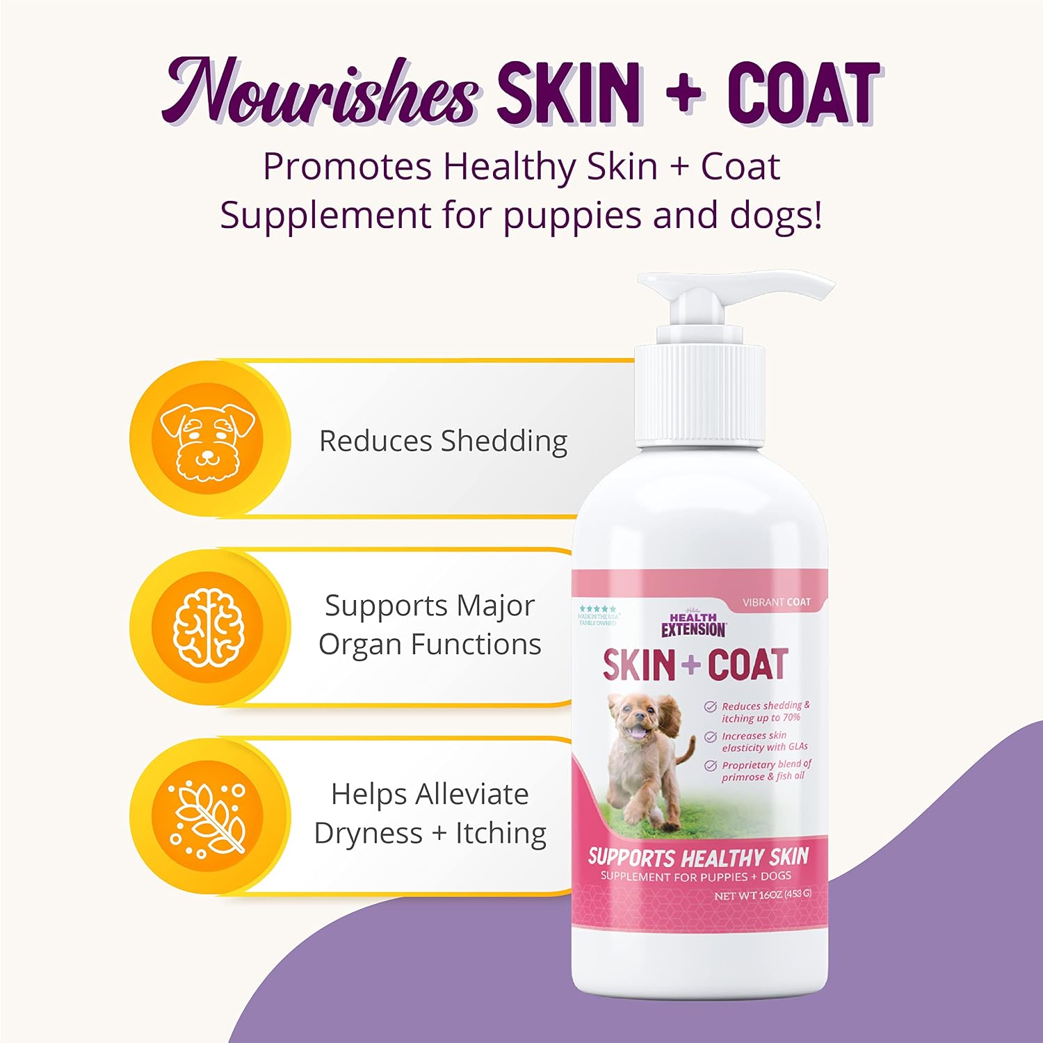 Health Extension Skin & Coat Supplement for Dogs & Puppies, 16 oz (473 mL)