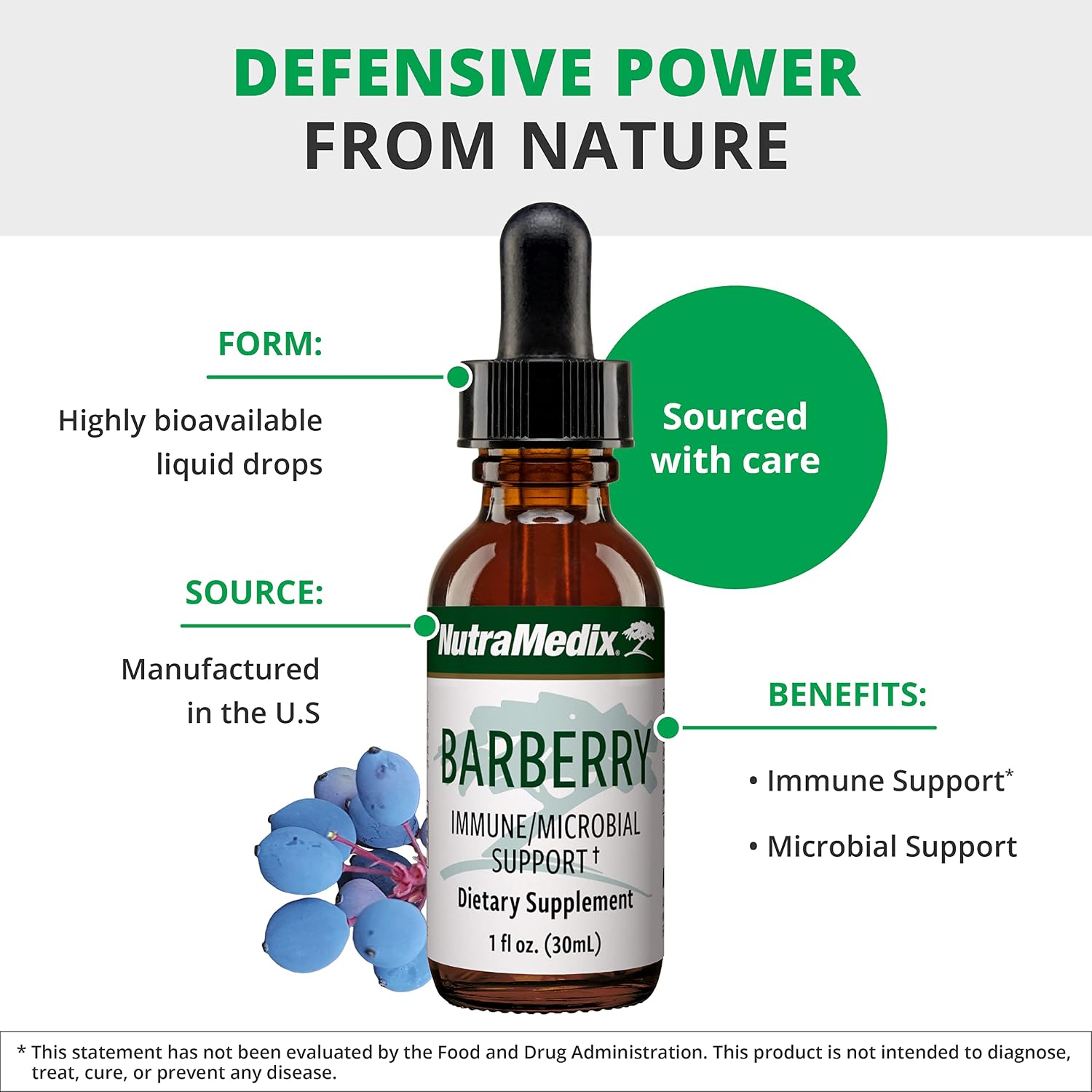 NutraMedix Barberry Liquid Extract - Oregon Grape Root Supplement for Immune Support & Gut Health, 30 ml