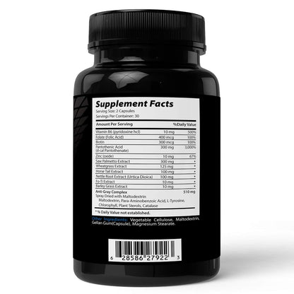 Anti-Gray Advanced Hair Formula - Hair Colour Support Supplement with Catalase, Amino Acids & Minerals - 60 Capsules