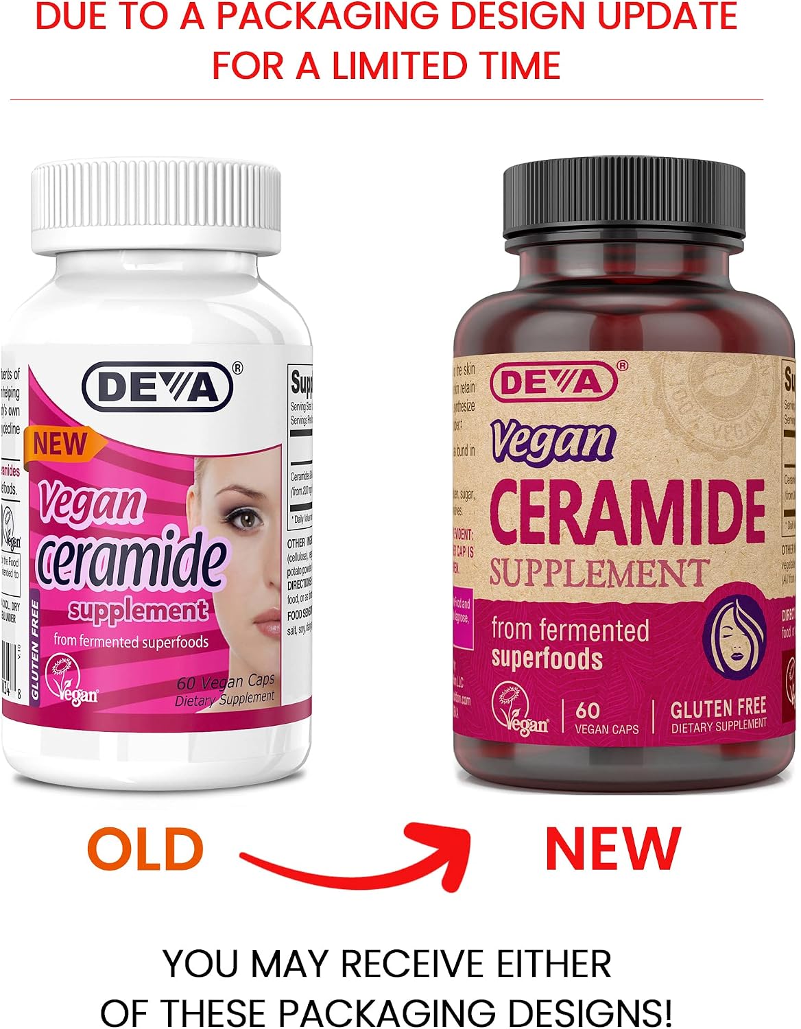DEVA Vegan Ceramide Supplement Tablets, 60 Count (Pack of 2)