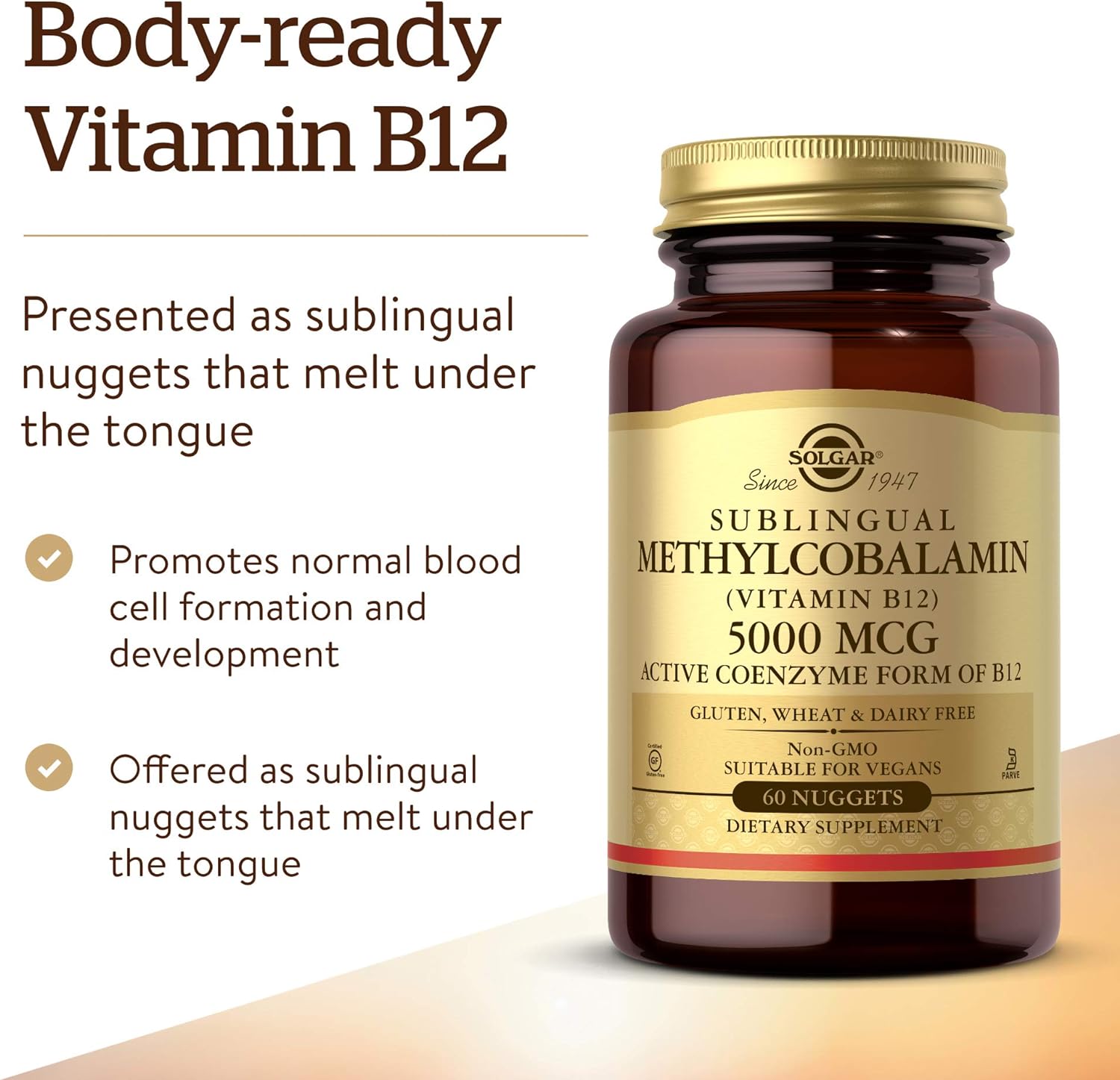 Solgar Methylcobalamin (Vitamin B12) 5000 mcg, 60 Nuggets - Cherry Flavour