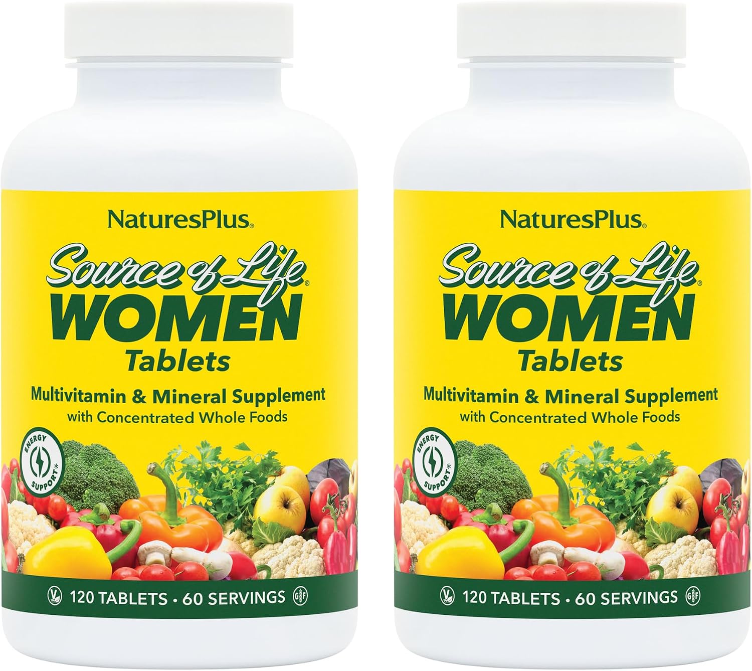 NaturesPlus Source of Life Women - 120 Tablets - Multivitamin & Mineral Supplement with Iron, Calcium, Folate & Lutein - Gluten-Free, Vegetarian