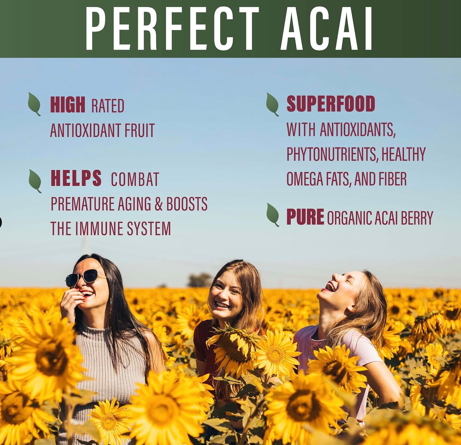 Perfect Supplements Organically Grown Perfect Acai - Freeze-Dried Acai Supplement - 120 Vegetable Capsules