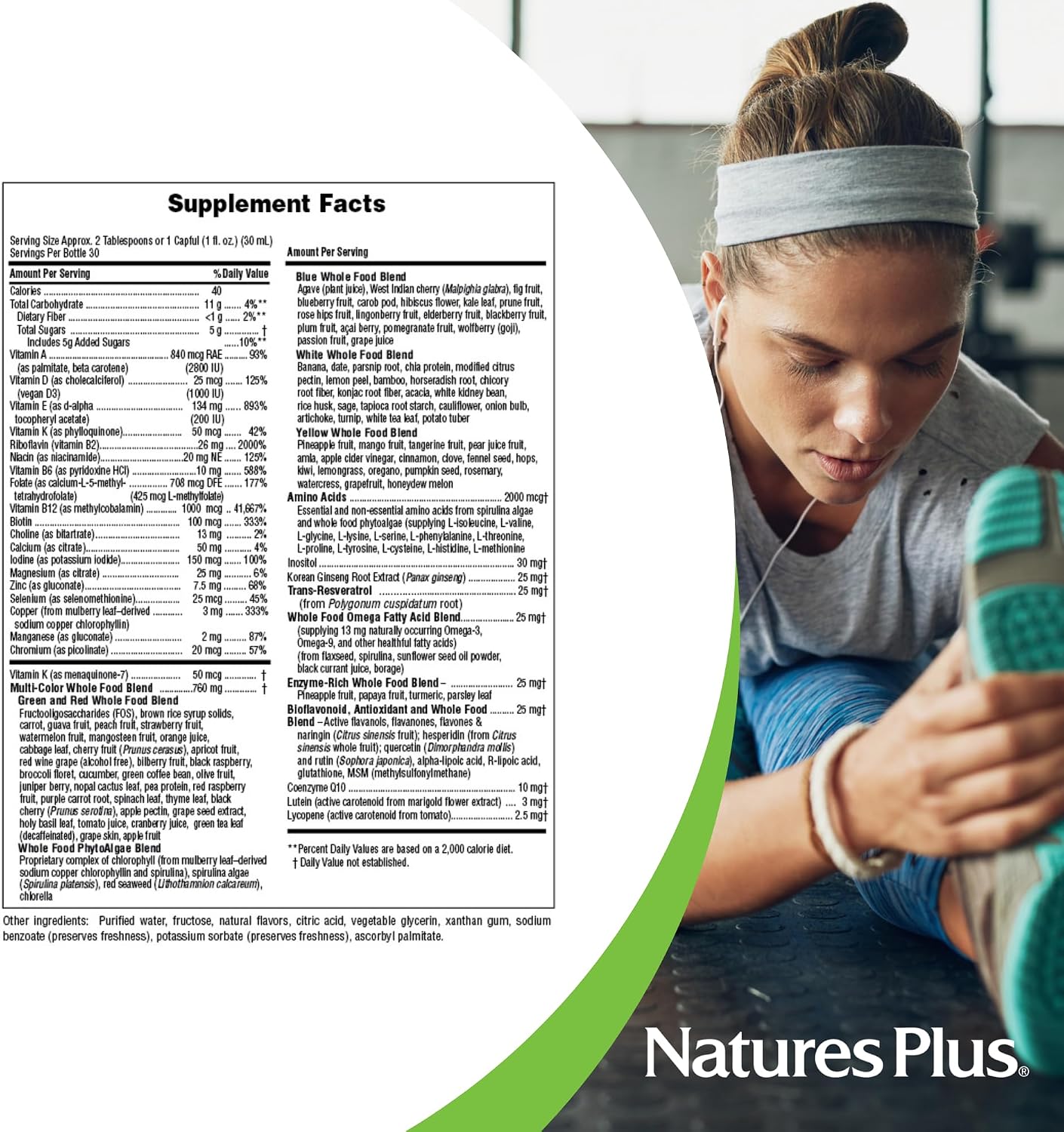 Nature's Plus Source of Life GOLD Multivitamin Liquid - 887 mL - With Vitamins D3, B12 & K2 - Vegetarian & Gluten Free