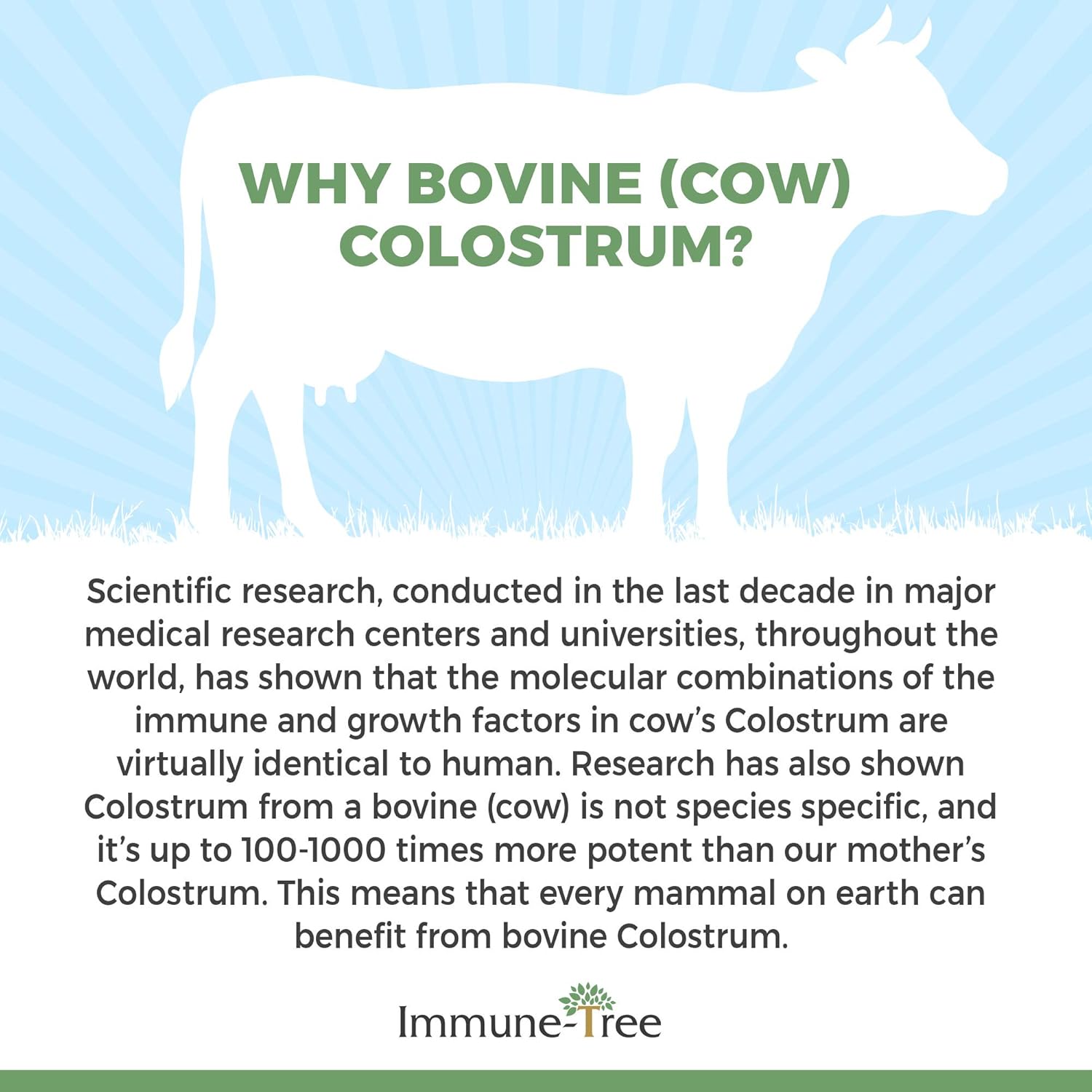 Immune-Tree 100% Bovine Colostrum Powder, 120 Servings, 184 g