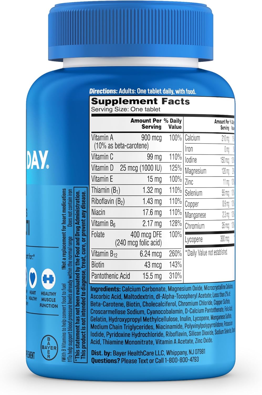 One A Day Multivitamin for Men - Daily Men's Multivitamin with Vitamin D, Zinc, Folic Acid, and B Vitamins, Physical Energy Support, 200 Tablets
