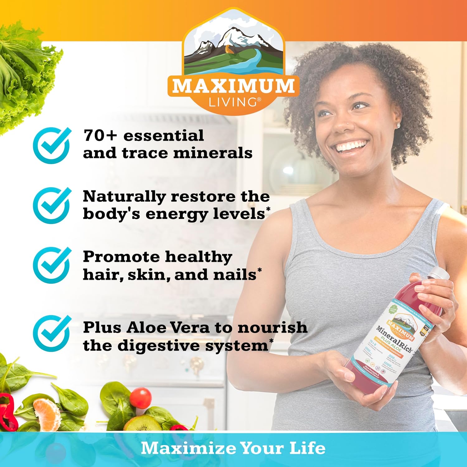 Maximum Living MineralRich Liquid Mineral Supplement with Aloe - 946 mL